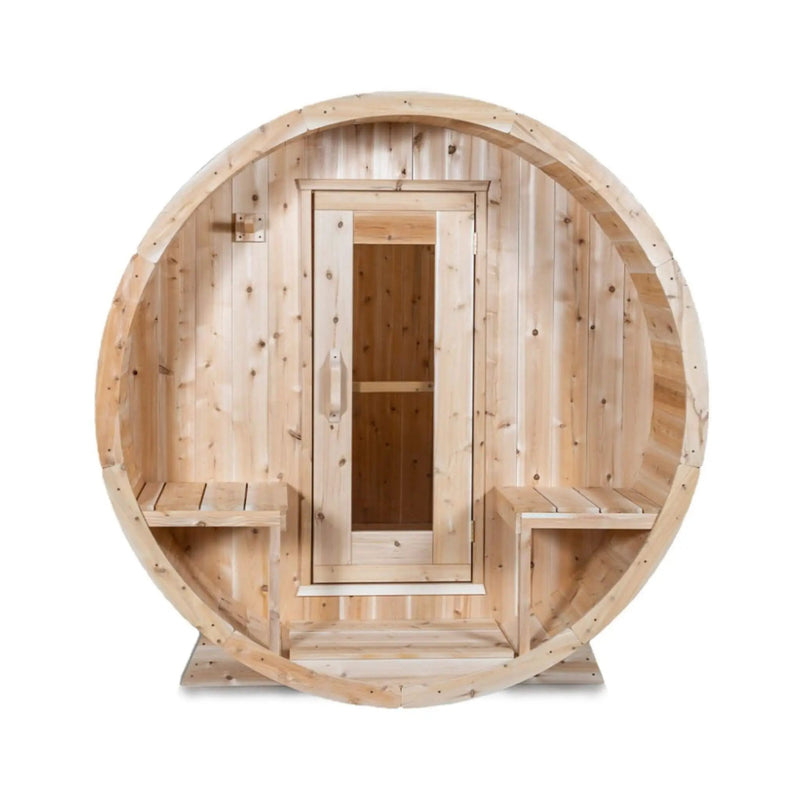 Dundalk Leisurecraft 4-Person Canadian Timber Serenity Barrel Sauna With Solid Wood Benches [CTC2245W] (SAK94862) by SAKSBY WHOLESALE