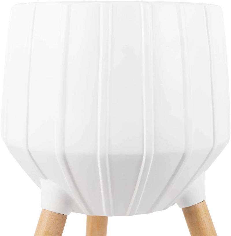 Dunguan White Ribbed Wood Outdoor Planter - Clearance by Boutique Rugs