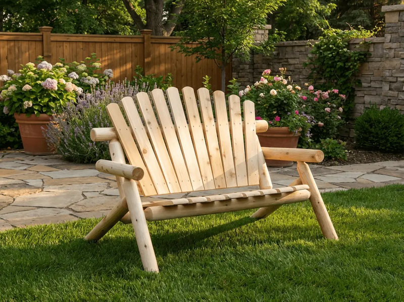 Durable Outdoor Wooden Bench by Cedar Creek Rustic Furniture