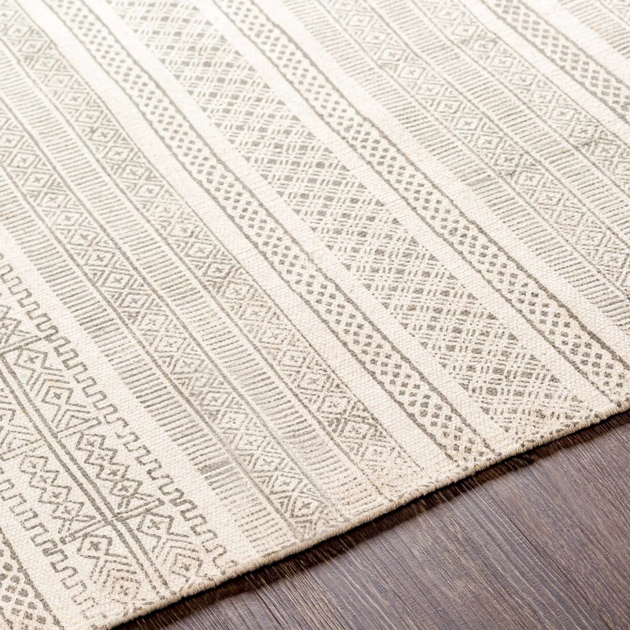 Durbin Off-White Cotton Flatweave Carpet - Clearance by Boutique Rugs