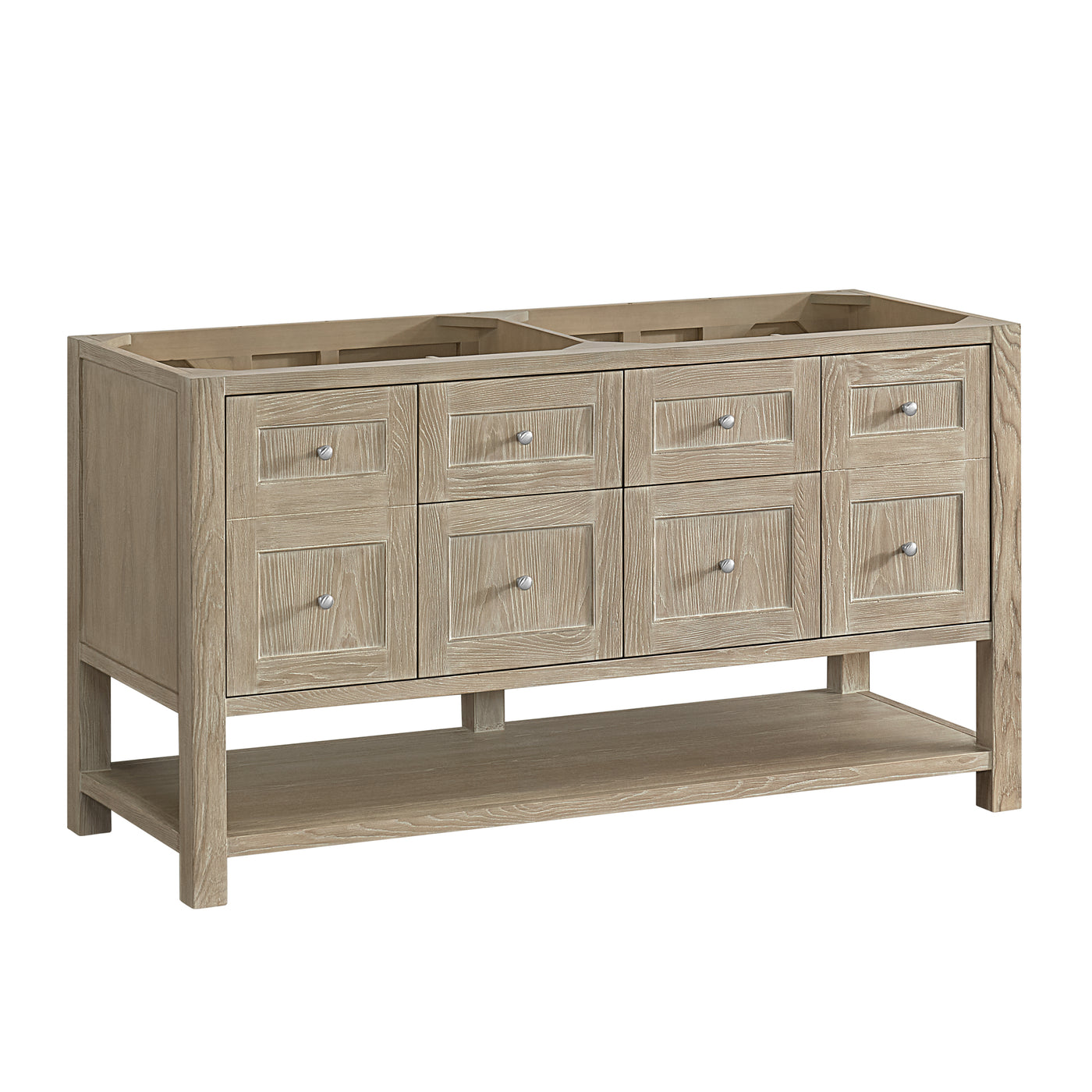 James Martin Breckenridge 60" Double Bathroom Vanity, Whitewashed Oak, cabinet without a countertop