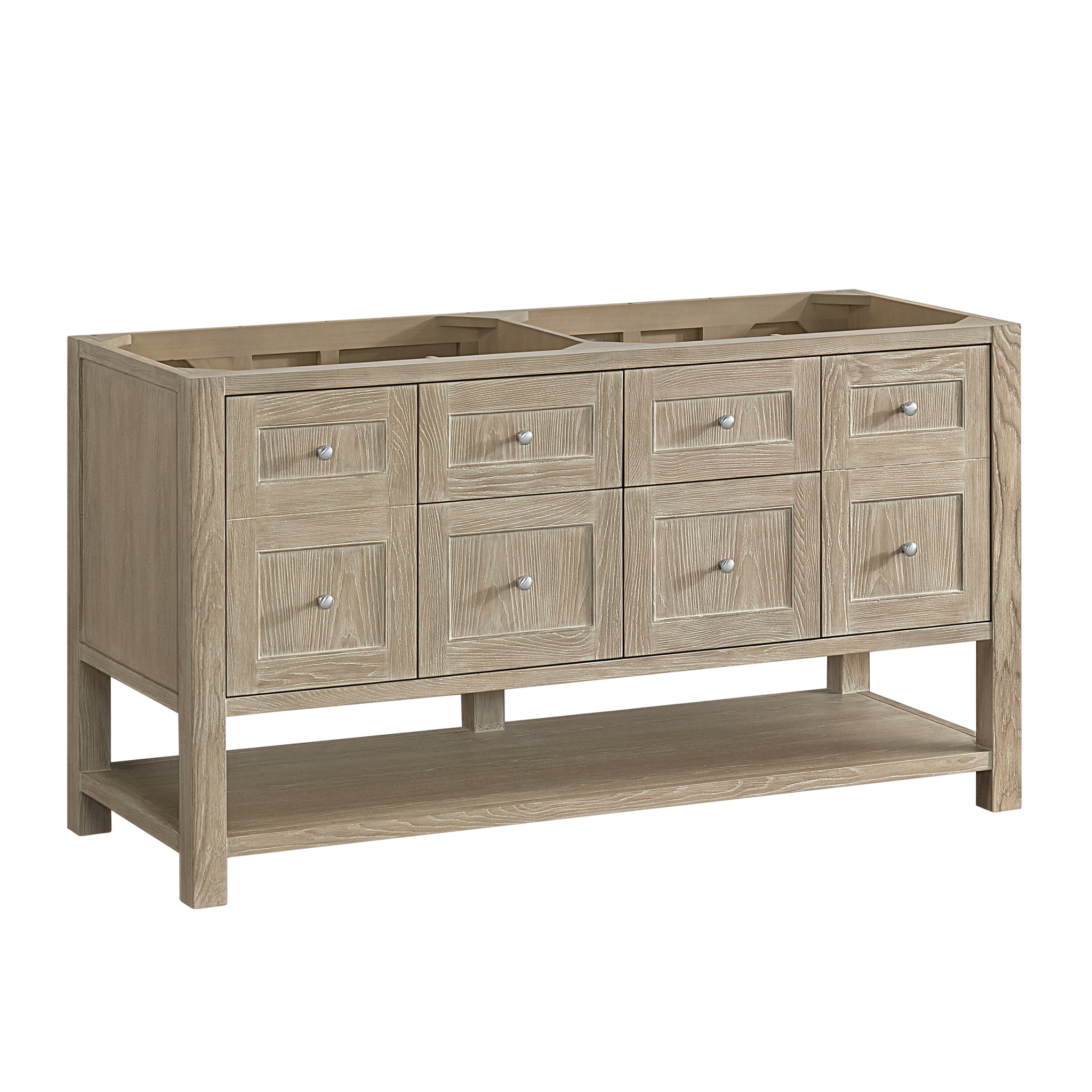 James Martin Breckenridge 60" Double Bathroom Vanity, Whitewashed Oak, cabinet without a countertop