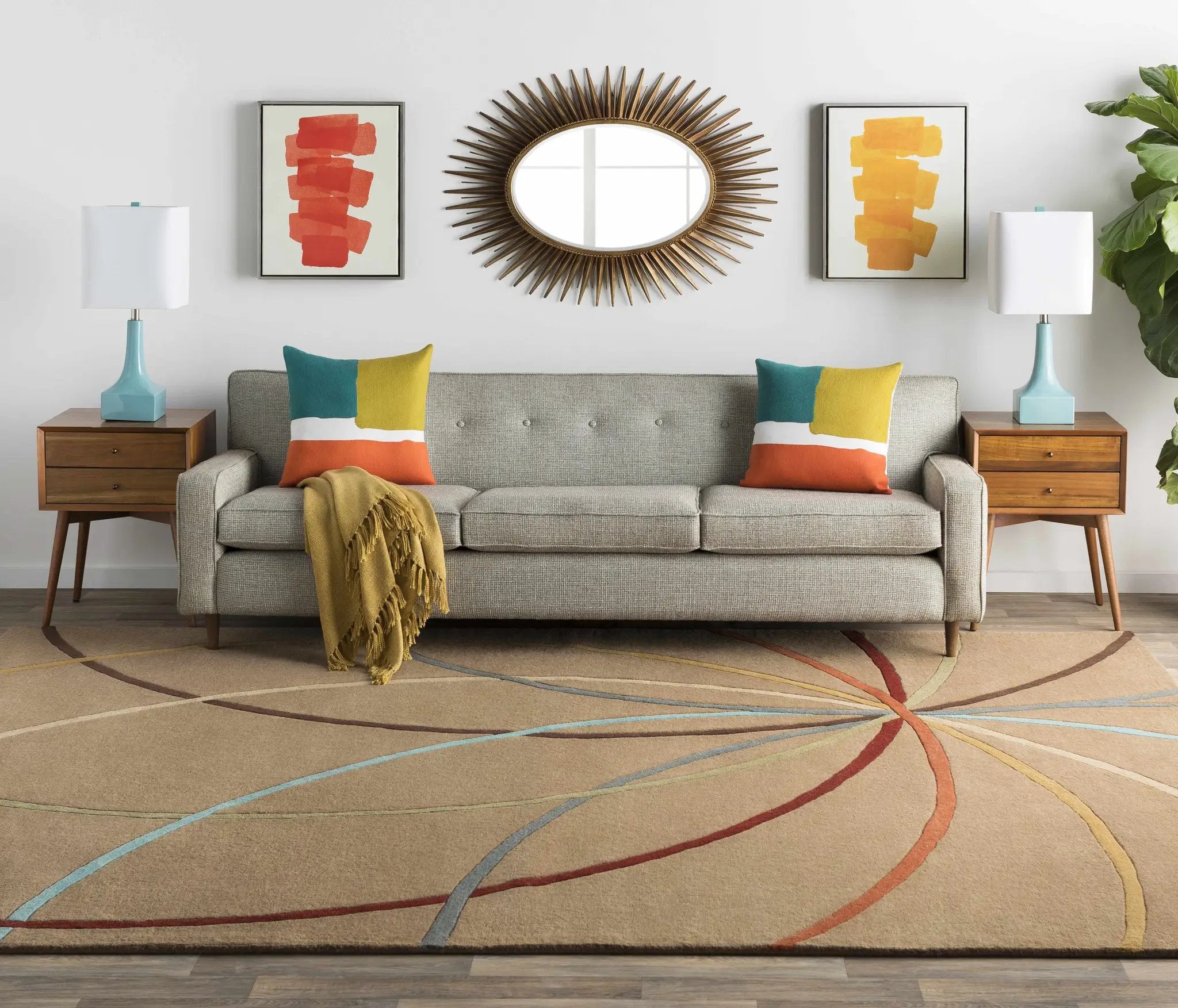 Davison Brown Geometric Modern Wool Rug by Boutique Rugs
