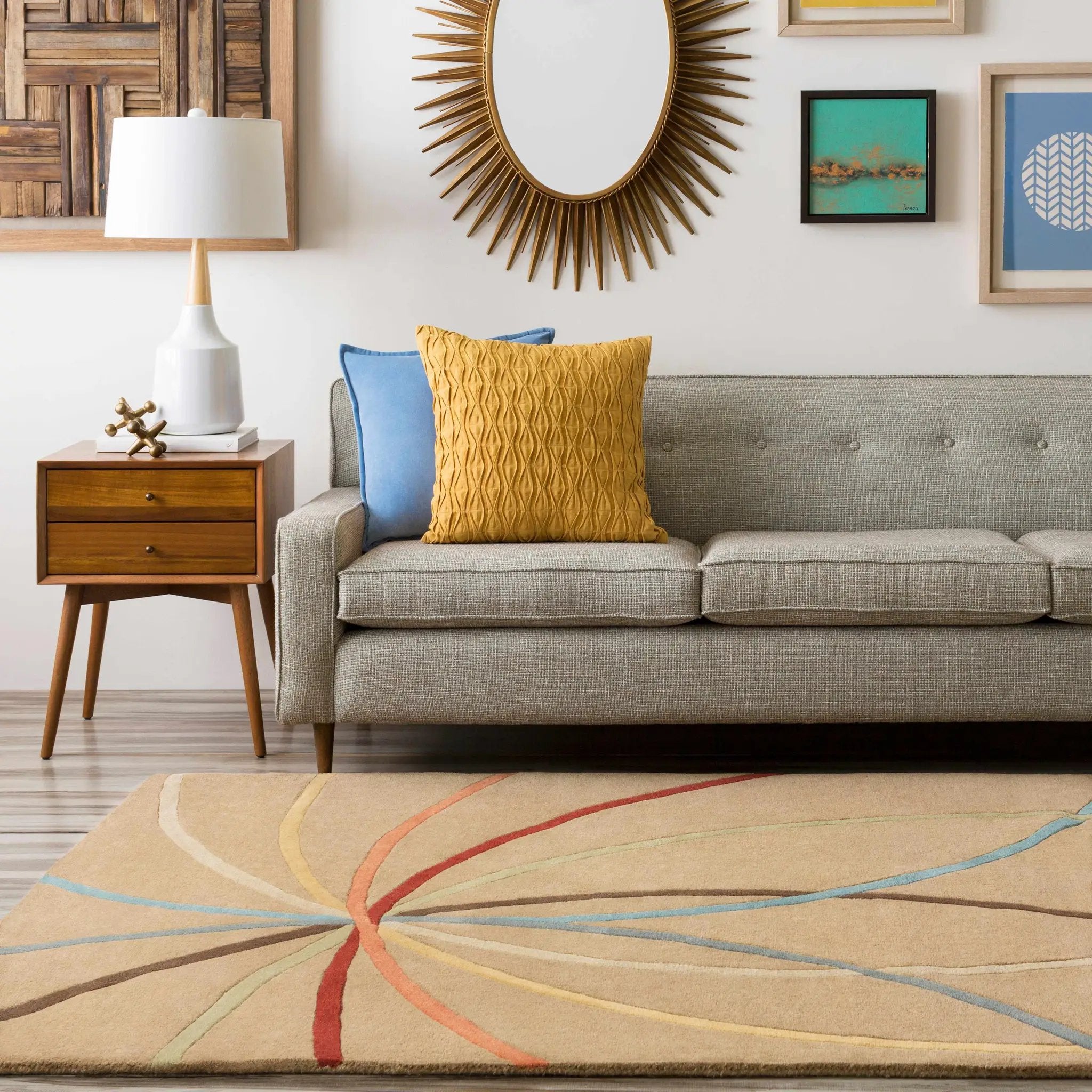 Davison Brown Geometric Modern Wool Rug by Boutique Rugs