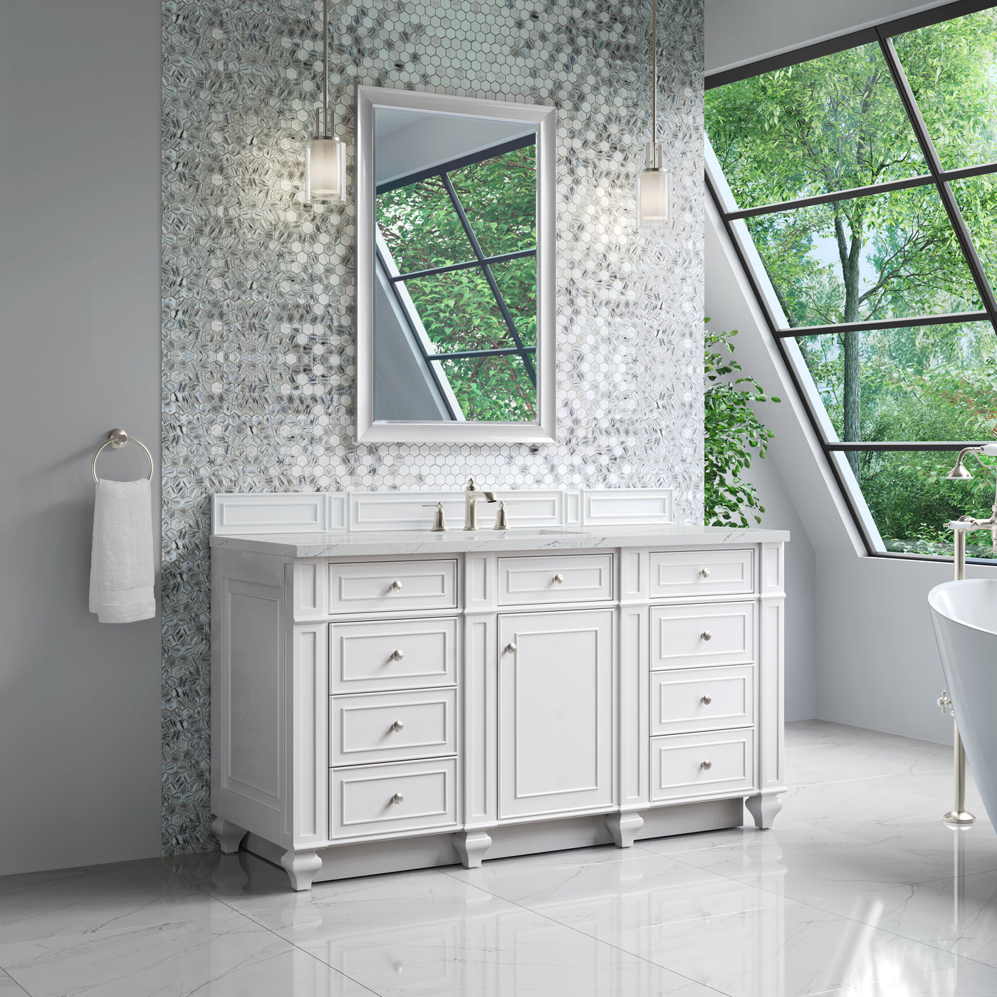 James Martin Bristol 60" Single Bathroom Vanity, Bright White, view 35