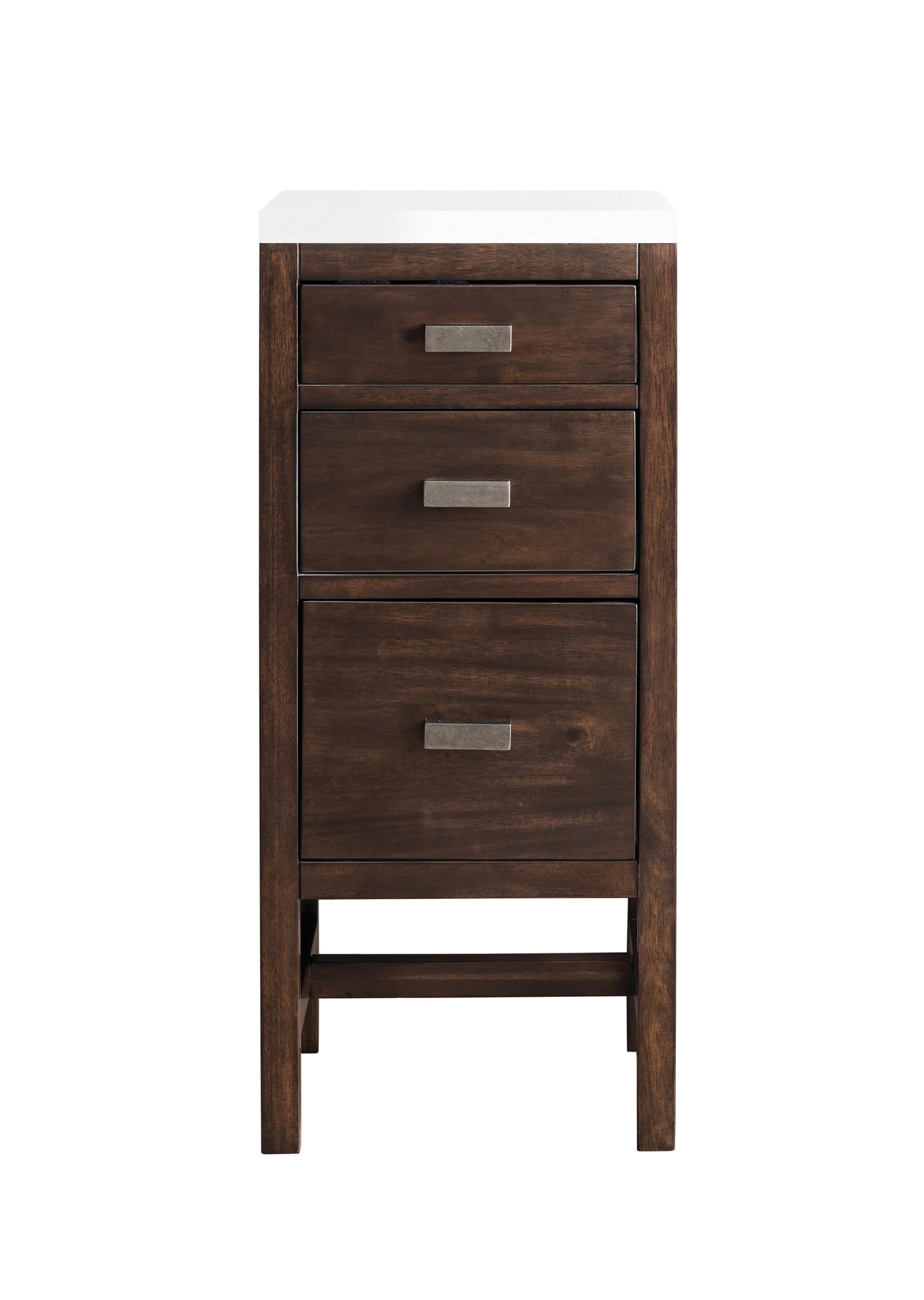 James Martin Addison 15" Base Cabinet, Mid-Century Acacia with White Zeus countertop