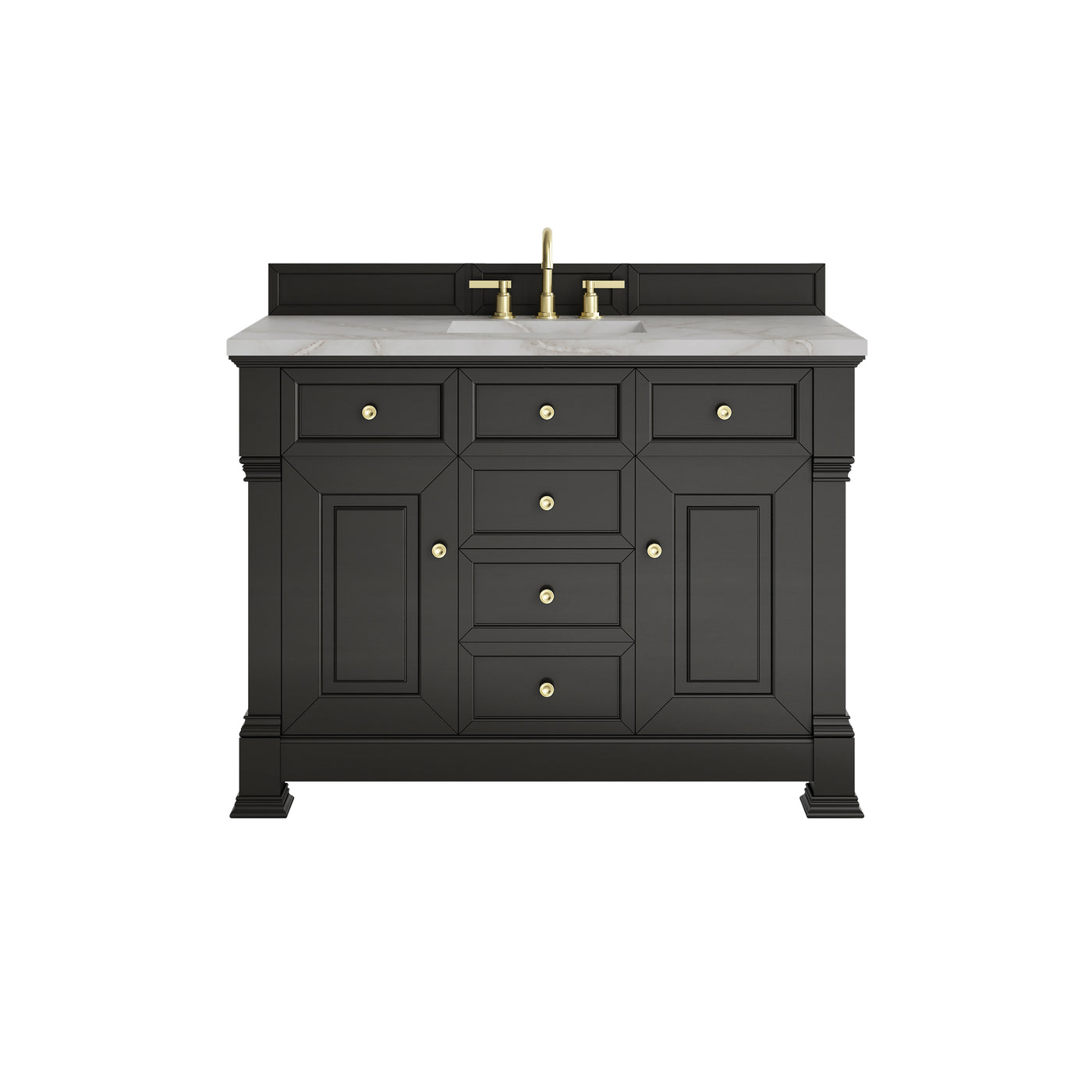 James Martin Brookfield 48" Single Bathroom Vanity, Black Onyx with Victorian Silver countertop