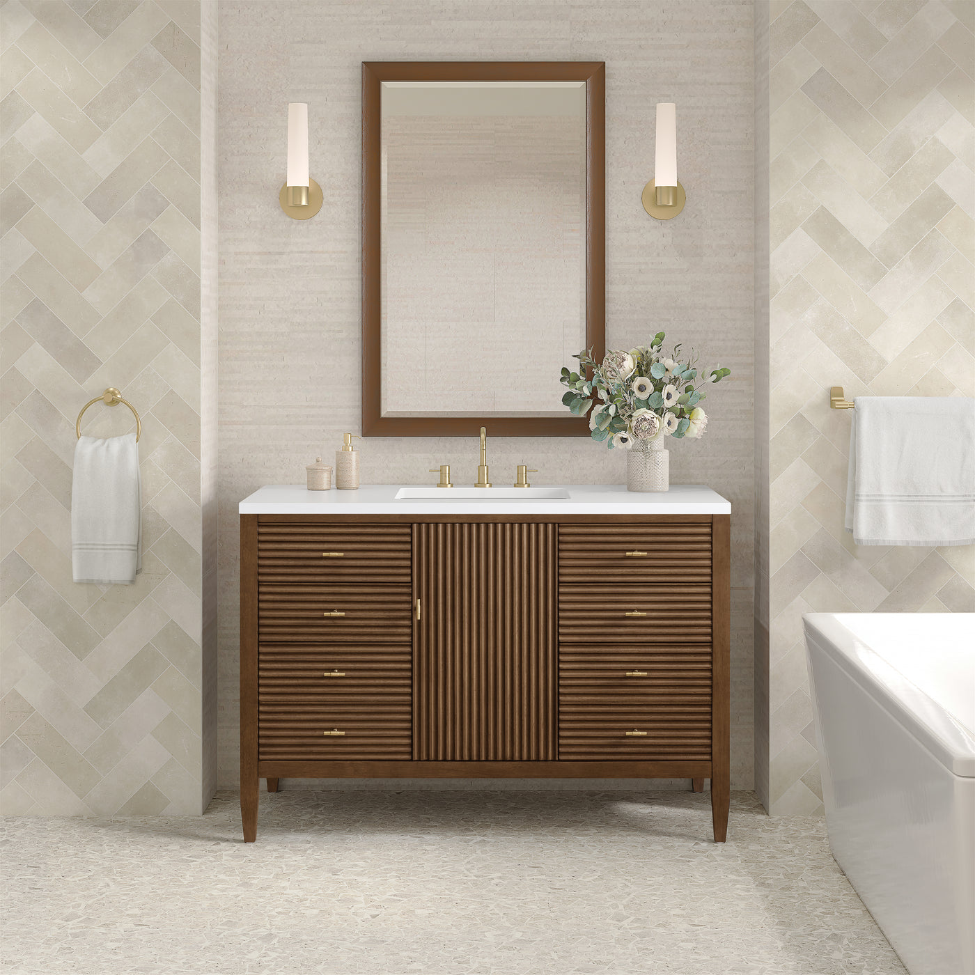 James Martin Myrrin 48" Single Bathroom Vanity, Mid-Century Walnut, view 21
