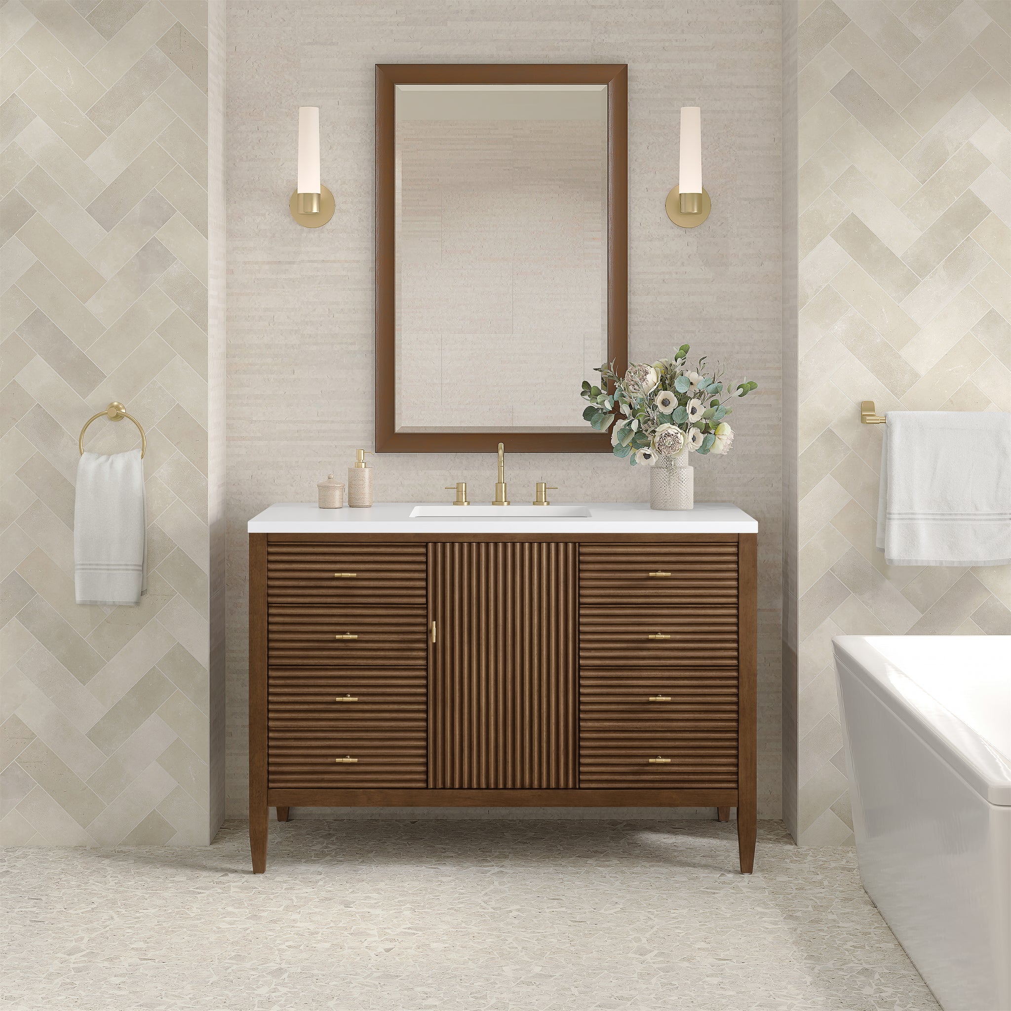 James Martin Myrrin 48" Single Bathroom Vanity, Mid-Century Walnut, view 21