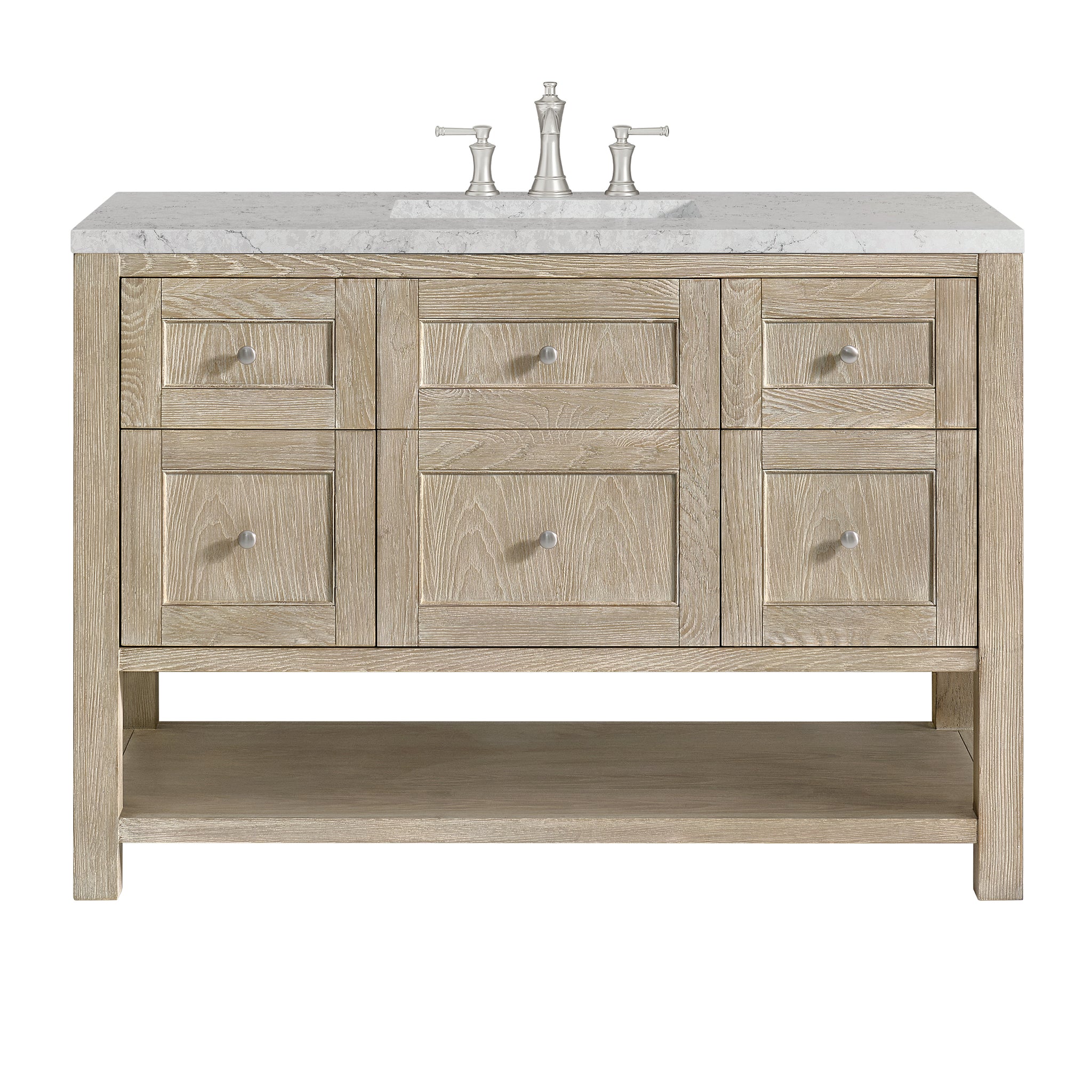 James Martin Breckenridge 48" Single Bathroom Vanity, Whitewashed Oak with Eternal Jasmine Pearl (FreePower) countertop