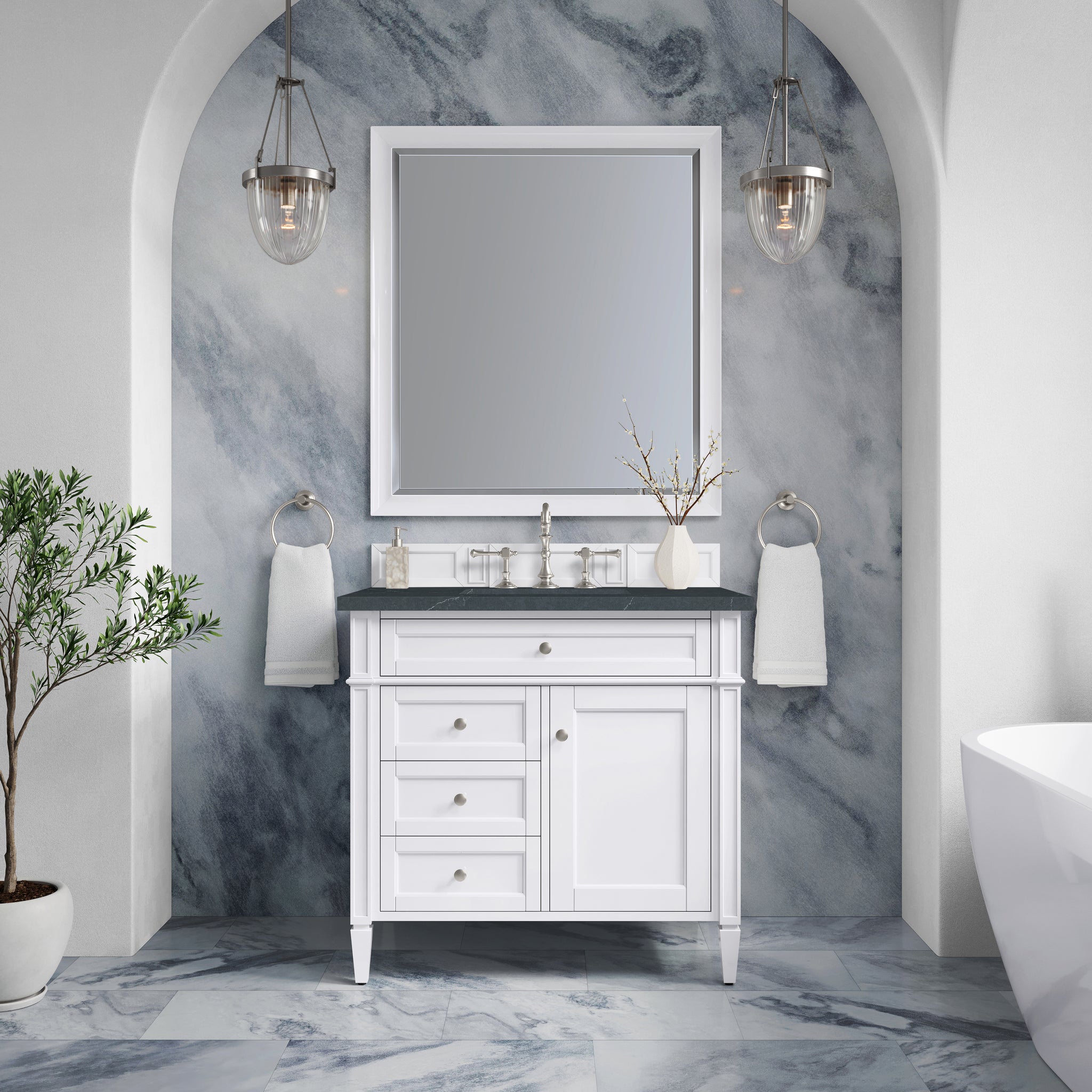 James Martin Brittany 36" Single Bathroom Vanity, Bright White, view 24
