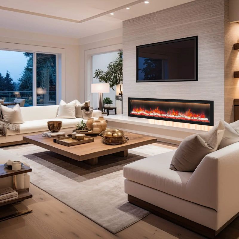 Dynasty Allegro 76-Inch Black Smart Linear Electric Fireplace [DY-BFM76] (SAK56392) by SAKSBY WHOLESALE