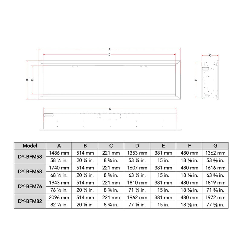 Dynasty Allegro 68-Inch Smart Linear Electric Fireplace With Remote Control [DY-BFM68] (SAK87415) by SAKSBY WHOLESALE