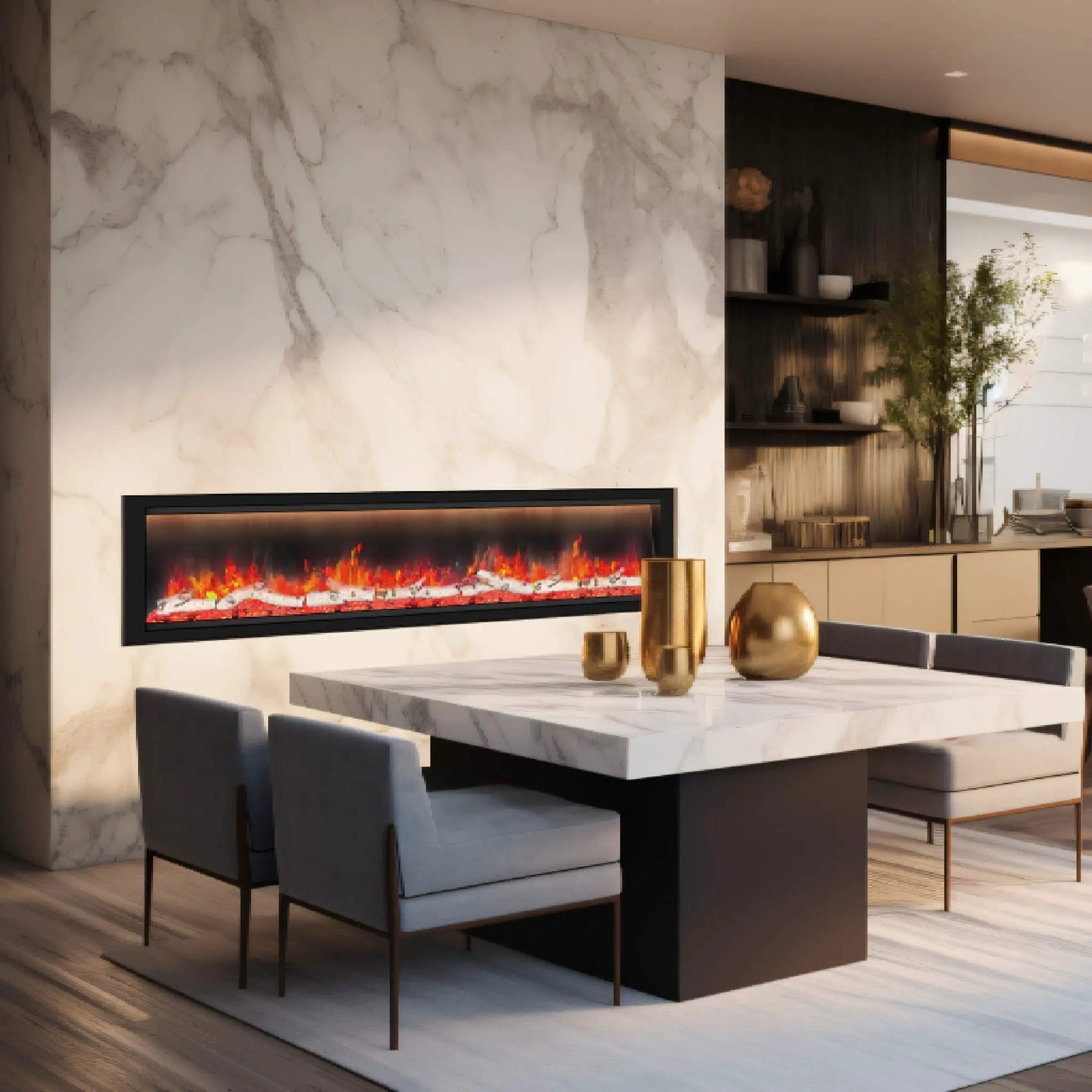 Dynasty Allegro 82-Inch Flush Mount Smart Linear Electric Fireplace [DY-BFM82] (SAK29014) by SAKSBY WHOLESALE