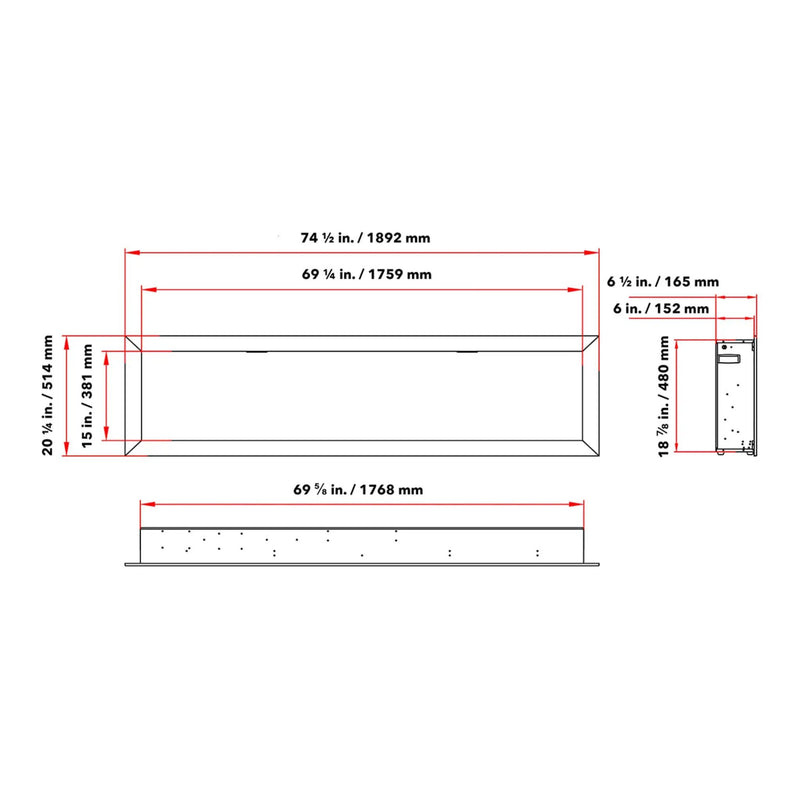 Dynasty Cascade 74-Inch Smart Linear Electric Fireplace [DY-BTX74] (SAK61984) by SAKSBY WHOLESALE