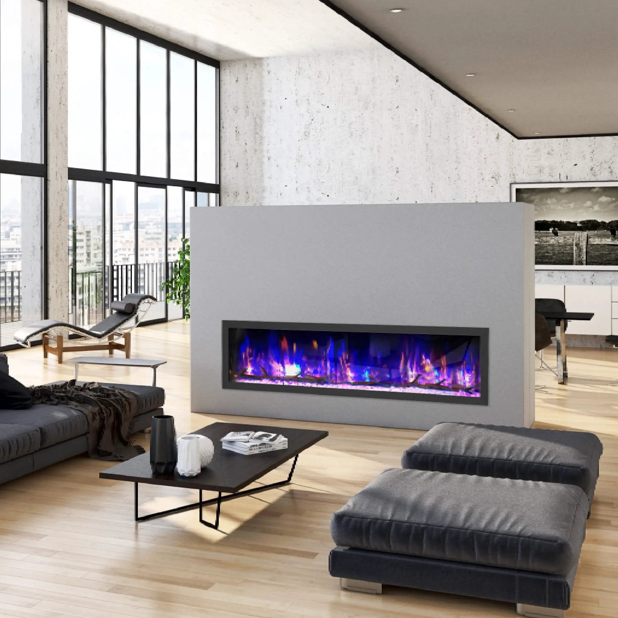 Dynasty Cascade 74-Inch Smart Linear Electric Fireplace [DY-BTX74] (SAK61984) by SAKSBY WHOLESALE
