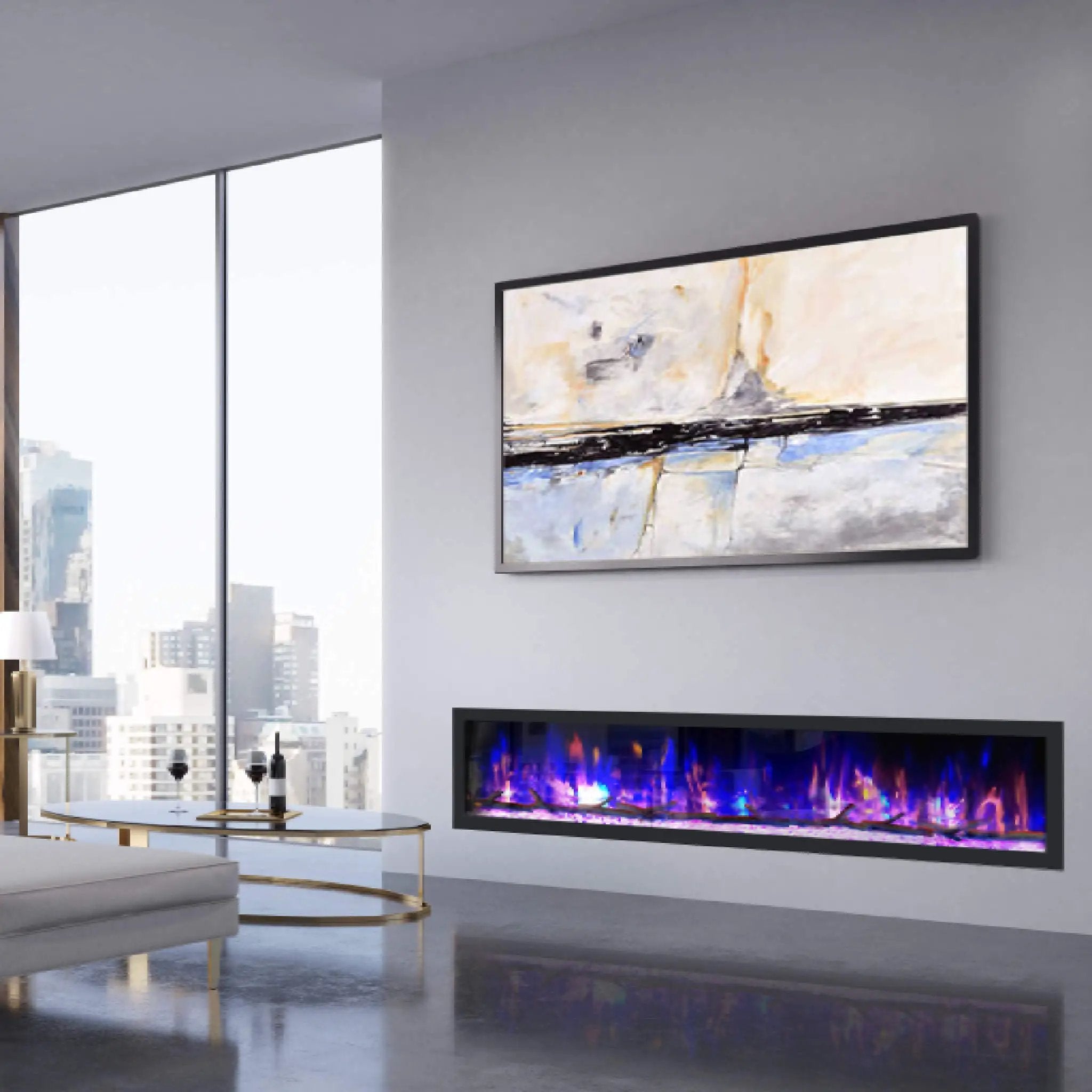 Dynasty Cascade 82-Inch Recessed Linear Electric Fireplace [DY-BTX82] (SAK30567) by SAKSBY WHOLESALE