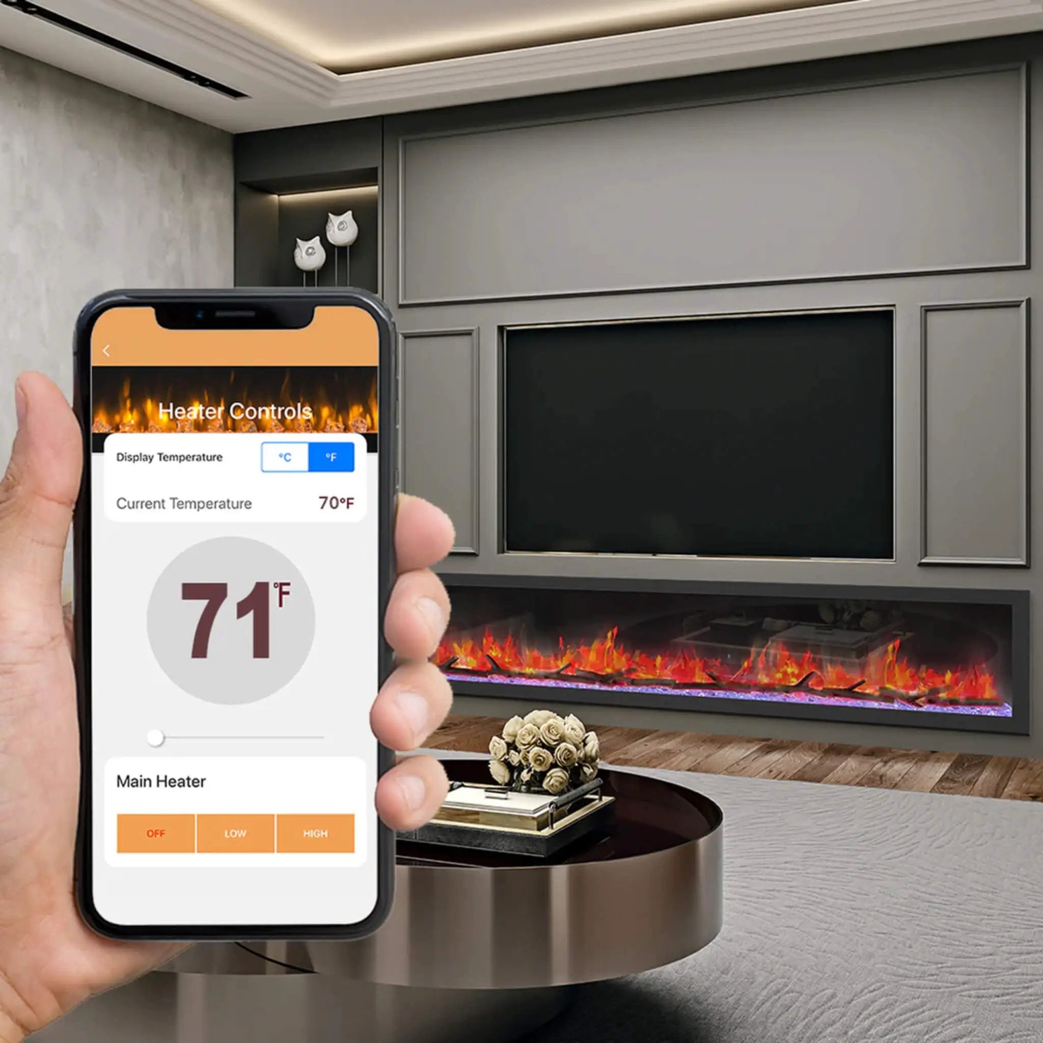 Dynasty Cascade 82-Inch Recessed Linear Electric Fireplace [DY-BTX82] (SAK30567) by SAKSBY WHOLESALE