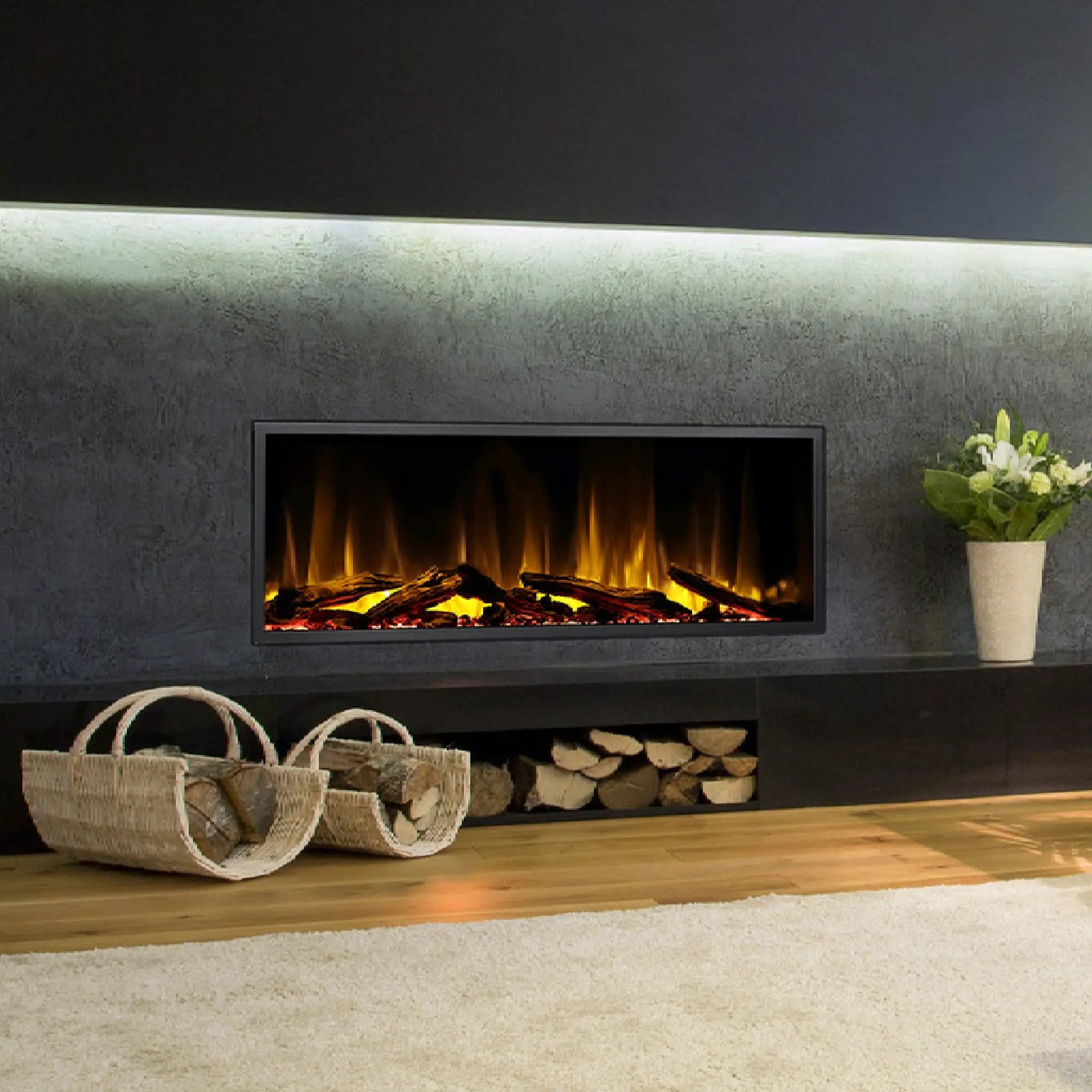 Dynasty Harmony 45-Inch Smart Linear Electric Fireplace With Remote Control With Heater Timer Settings [DY-BEF45] (SAK78923) by SAKSBY WHOLESALE