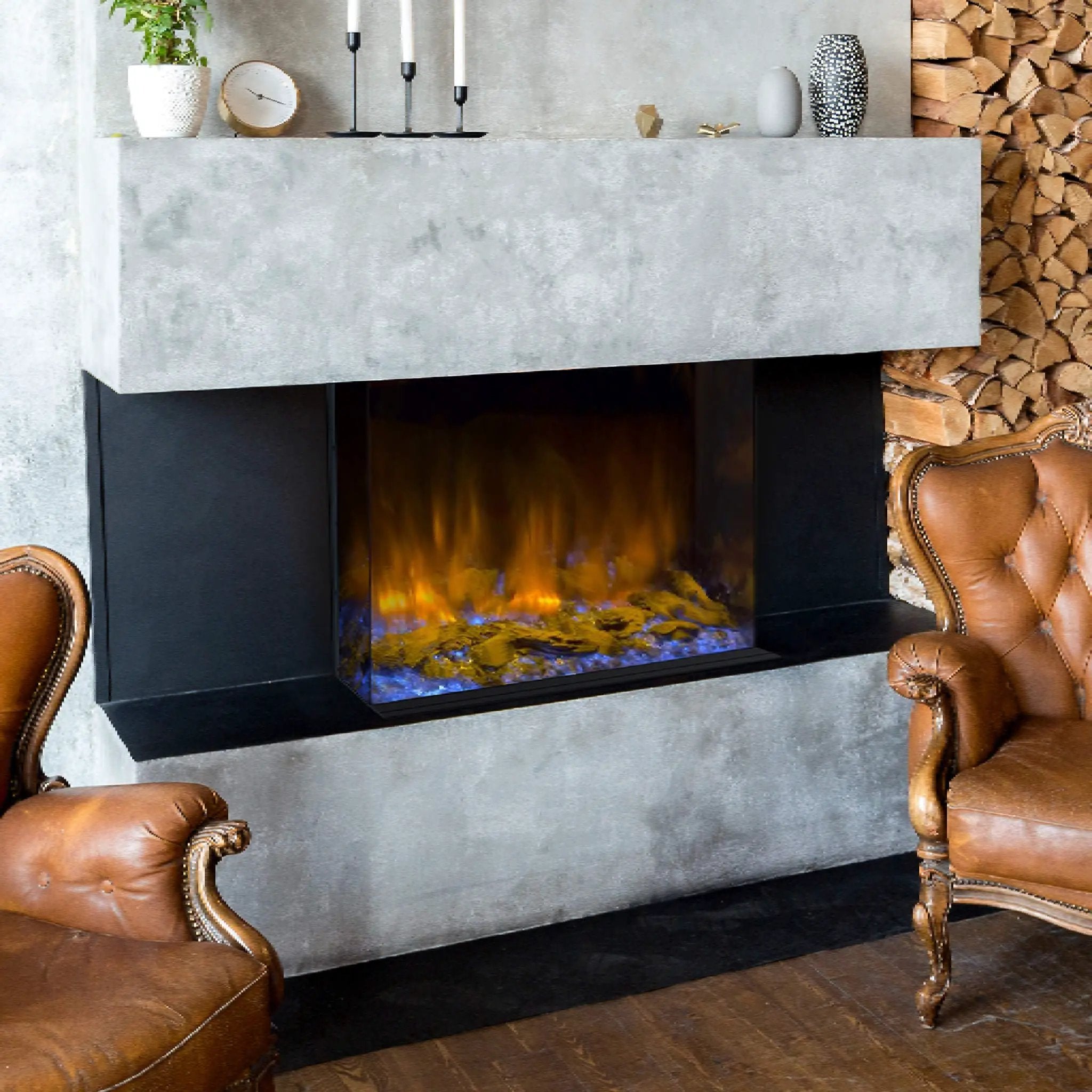 Dynasty Melody 35-Inch Multi-Sided Smart Electric Fireplace With Auto Shut Off [DY-BTS35] (SAK87490) by SAKSBY WHOLESALE