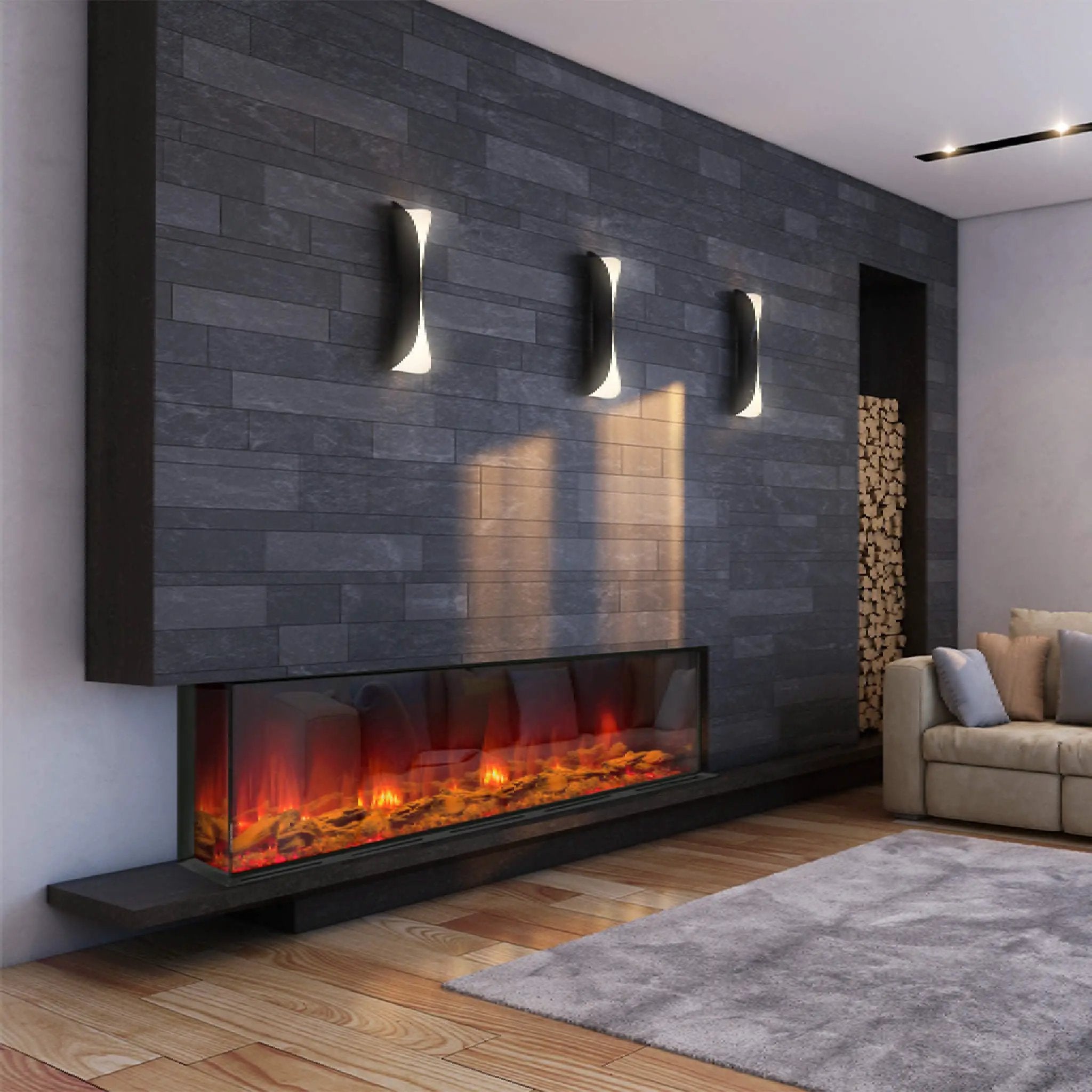 Dynasty Melody 64-Inch Built-In 3 Sided Smart Electric Fireplace [DY-BTS60] (SAK79345) by SAKSBY WHOLESALE