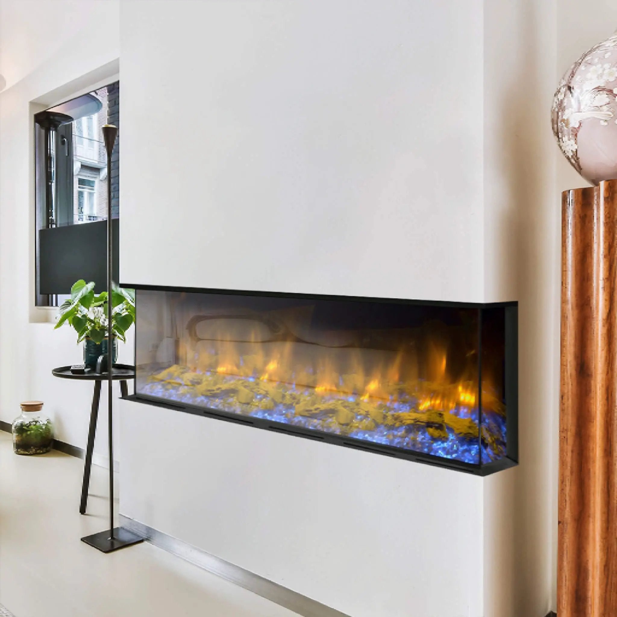 Dynasty Melody 64-Inch Built-In 3 Sided Smart Electric Fireplace [DY-BTS60] (SAK79345) by SAKSBY WHOLESALE