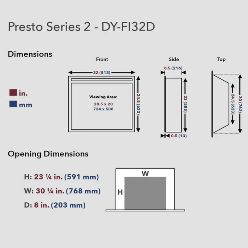 Dynasty Presto 32-Inch Vent Free Electric Firebox Insert With Multifnction Remote Control [DY-FI32D] (SAK54792) by SAKSBY WHOLESALE