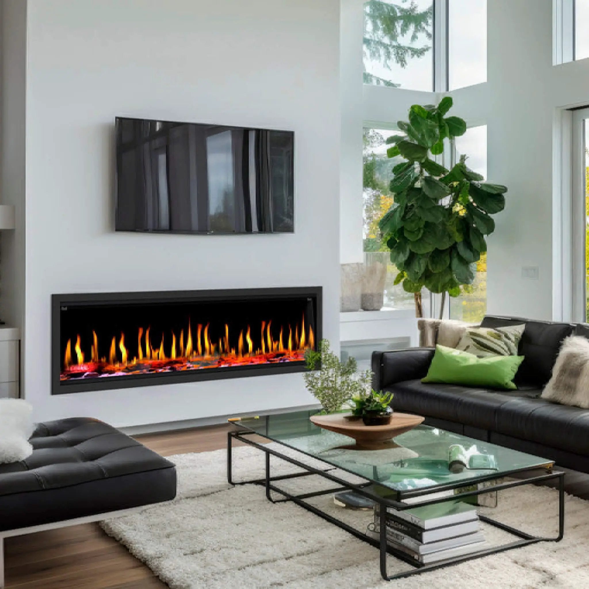 Dynasty Tempo 63-Inch Virtual Linear Electric Fireplace With Multifunction Remote Control [DY-FVX63] (SAK20385) by SAKSBY WHOLESALE