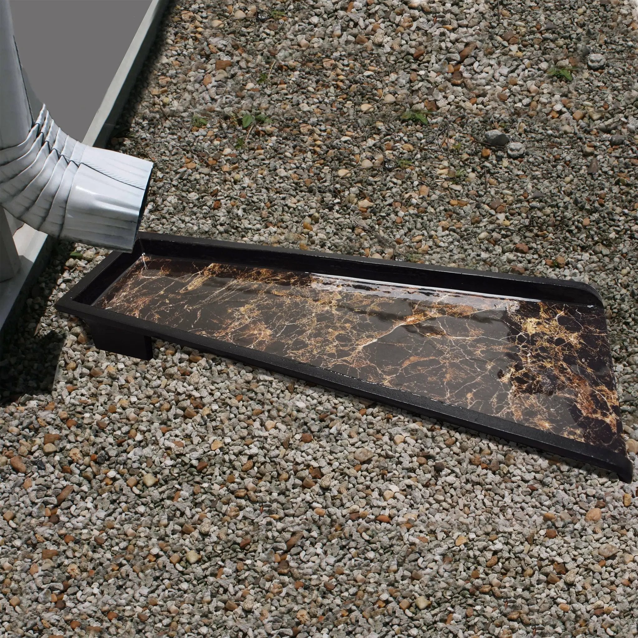 Brown Faux Marble 24-in Cast Aluminum Downspout Gutter Splash Block by Sharicks