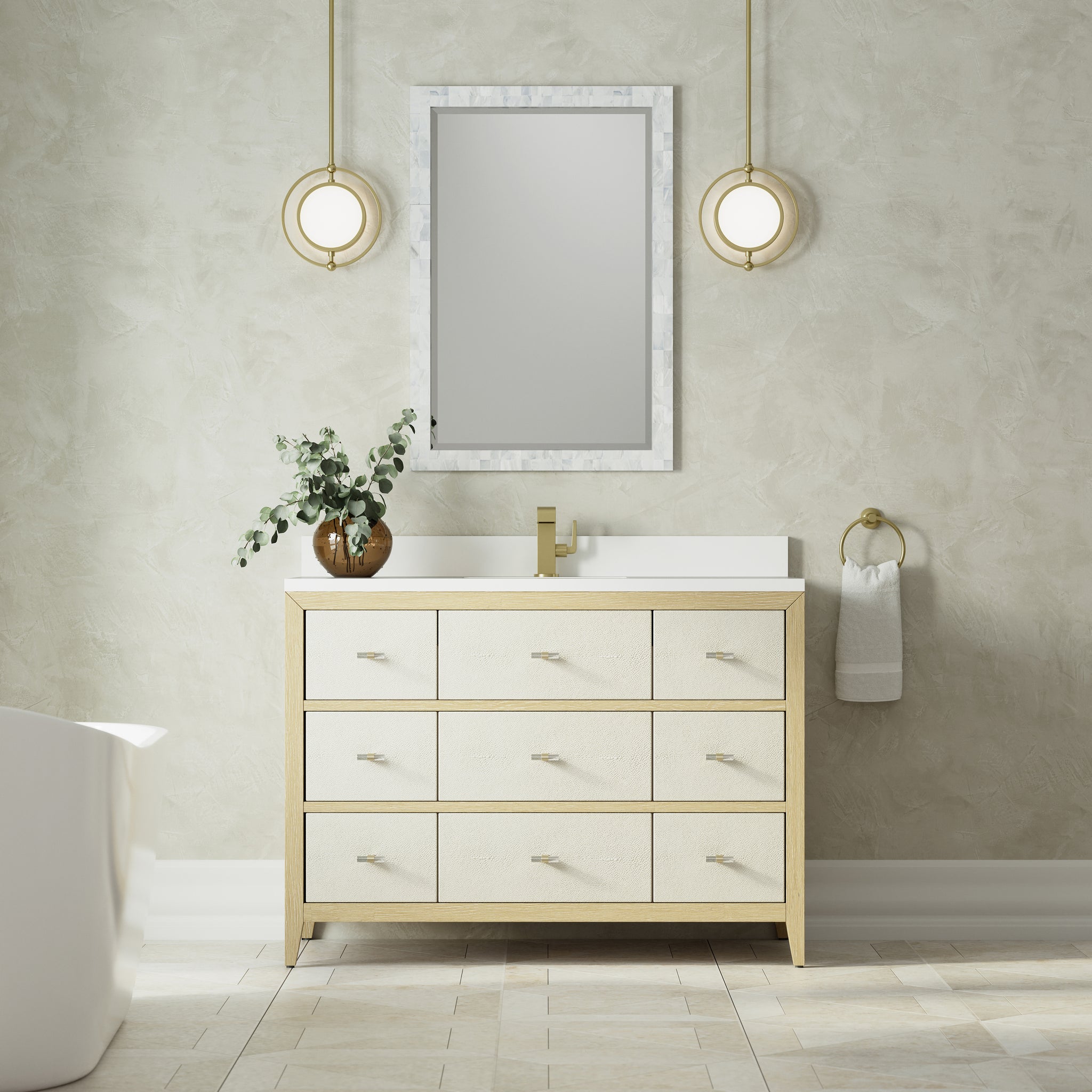 James Martin Celeste 48" Single Bathroom Vanity, Sunwashed Oak with Embossed Shagreen Drawer Fronts, view 27