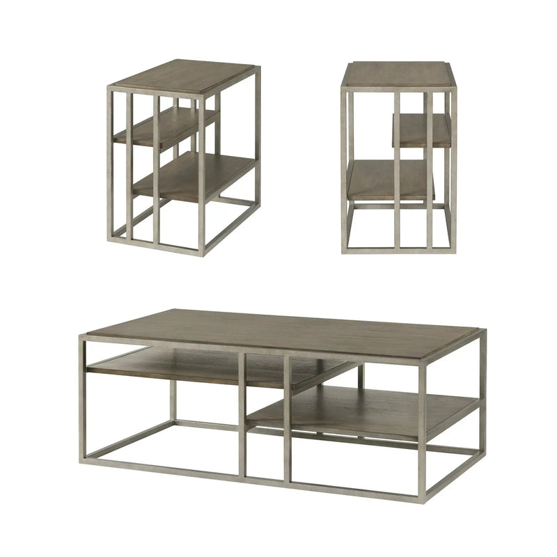 Padena 3-Piece Metal Frame Wood Living Room Coffee Table Set by HouseOfZazla
