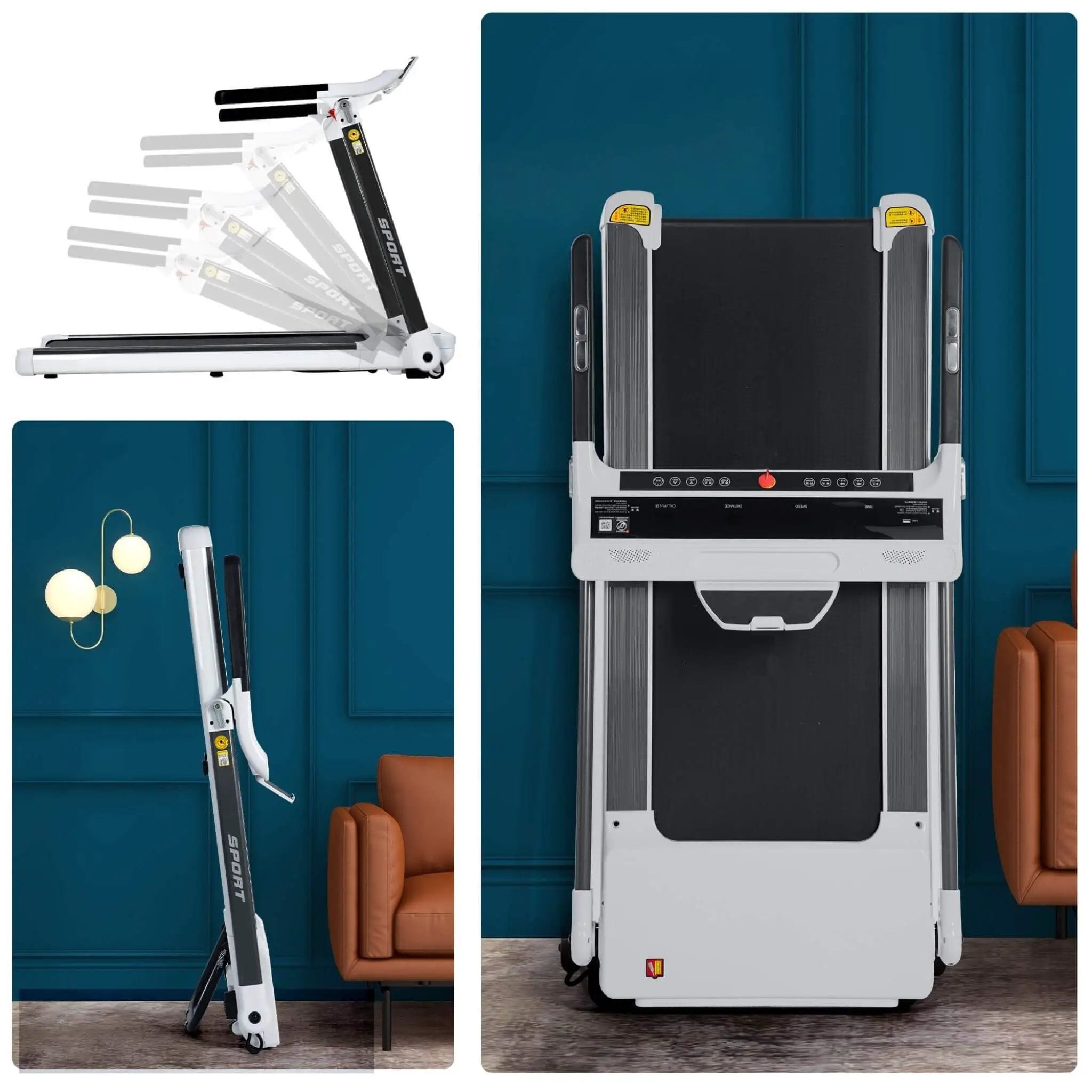 Rovix Portable Compact Home Cardio Fitness Treadmill With 3.5HP Electric Motor & Bluetooth Speakers (SAK32416) by SAKSBY WHOLESALE