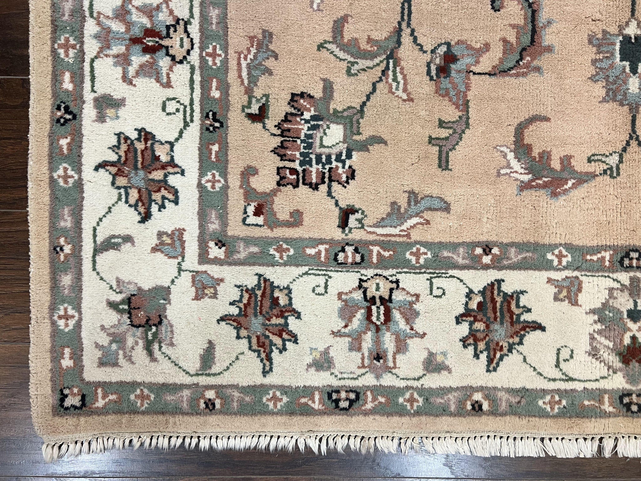 Indo Persian Rug 6x9, Handmade Vintage Wool Carpet, Floral Allover by Jewel Rugs