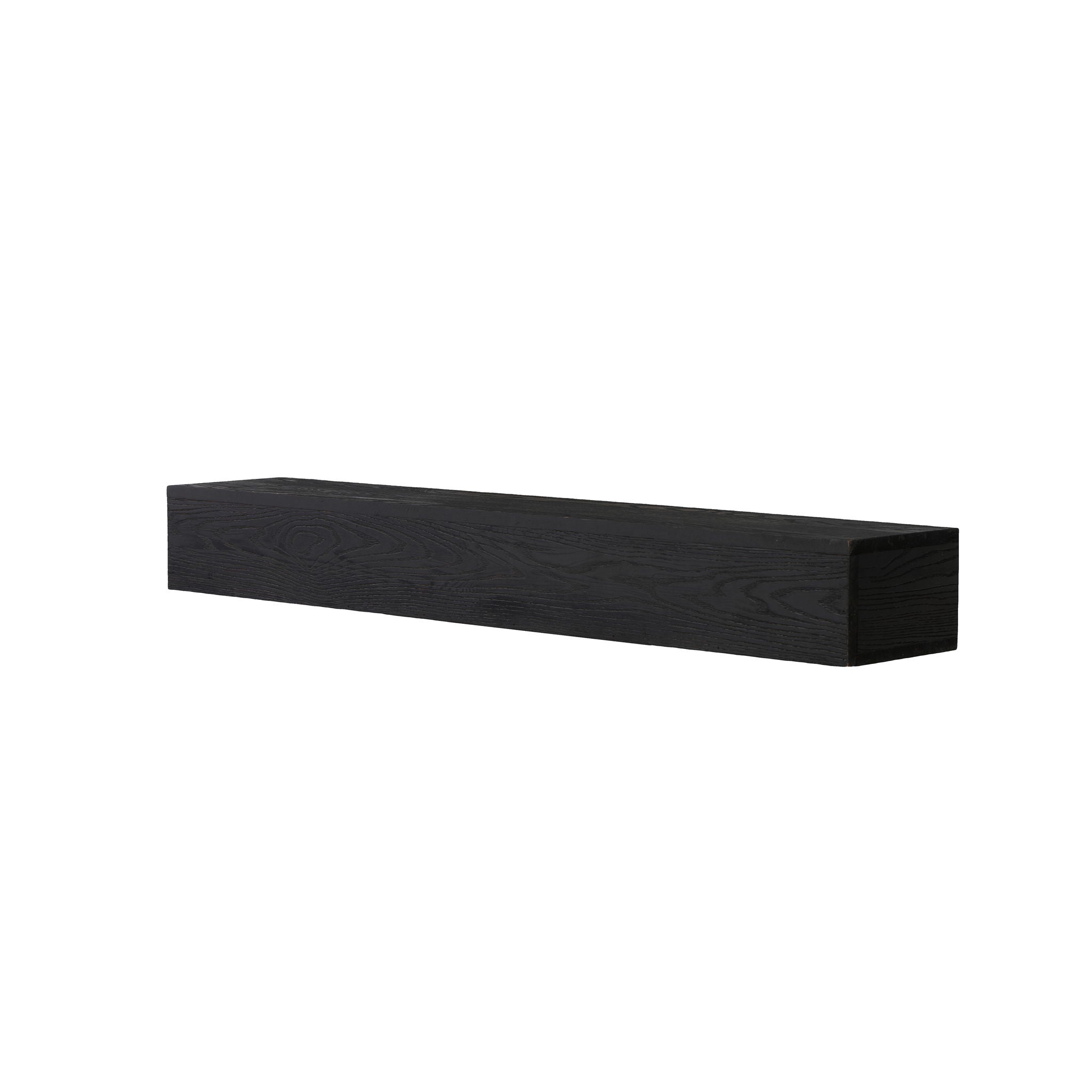 48'' Embossed Fireplace Mante, Wall Mounted Floating Shelf - Black by HouseOfZazla