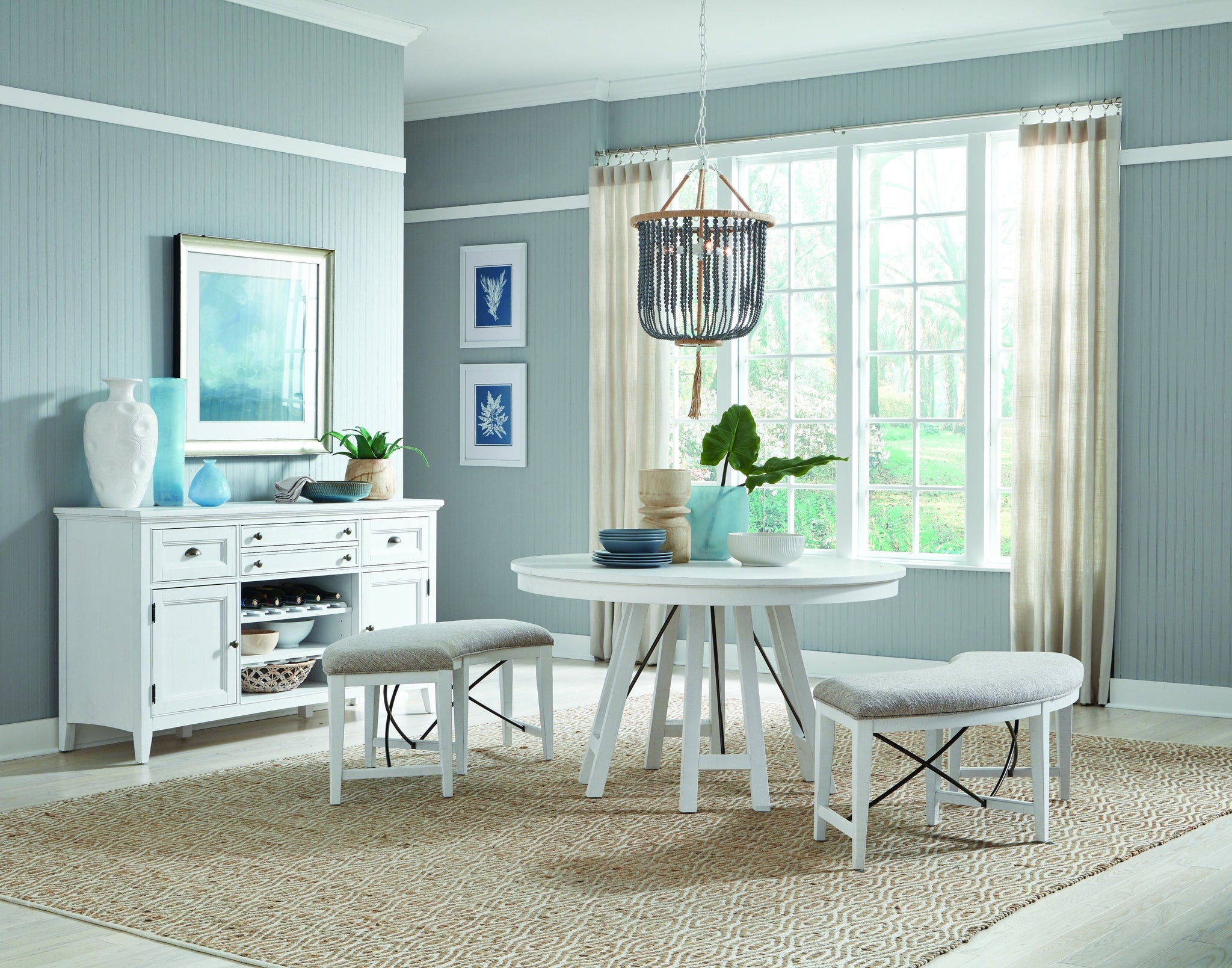 Heron Cove - Curved Bench With Upholstered Seat - Chalk White by Unique Piece Furniture