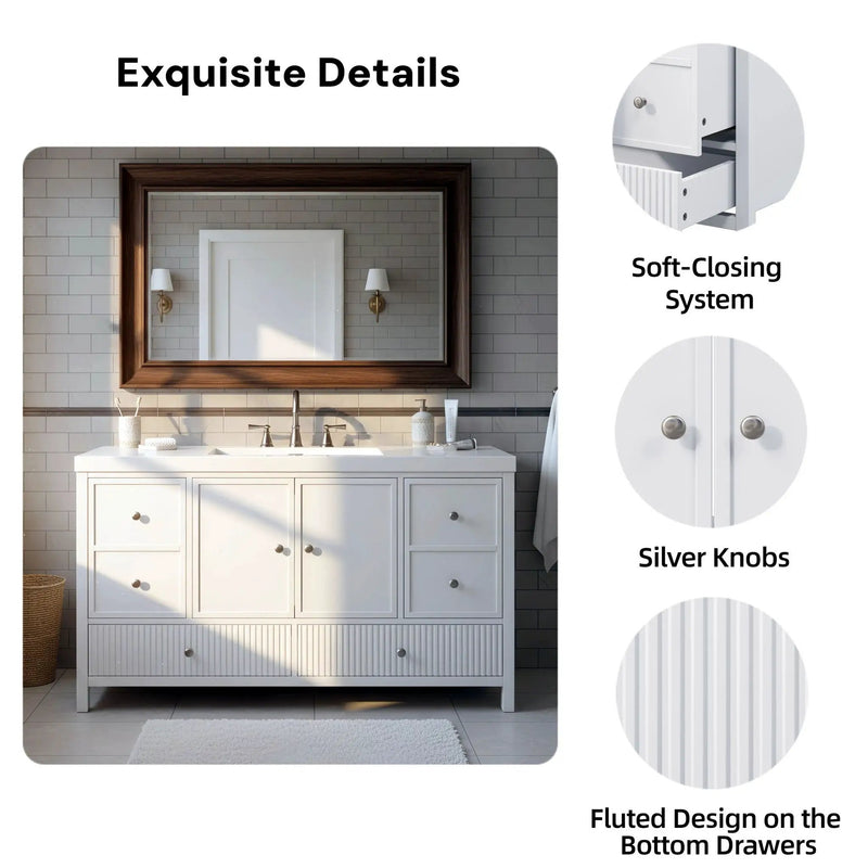Bathroom Vanity With Separate Sink, Soft Close Doors And 4 Drawers by HouseOfZazla