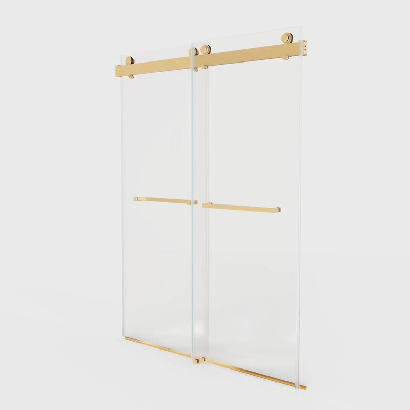 Frameless Double Sliding Soft-Close Shower Door, 3 / 8" (10Mm) Thick SGCC Tempered Glass Door, Matte by HouseOfZazla