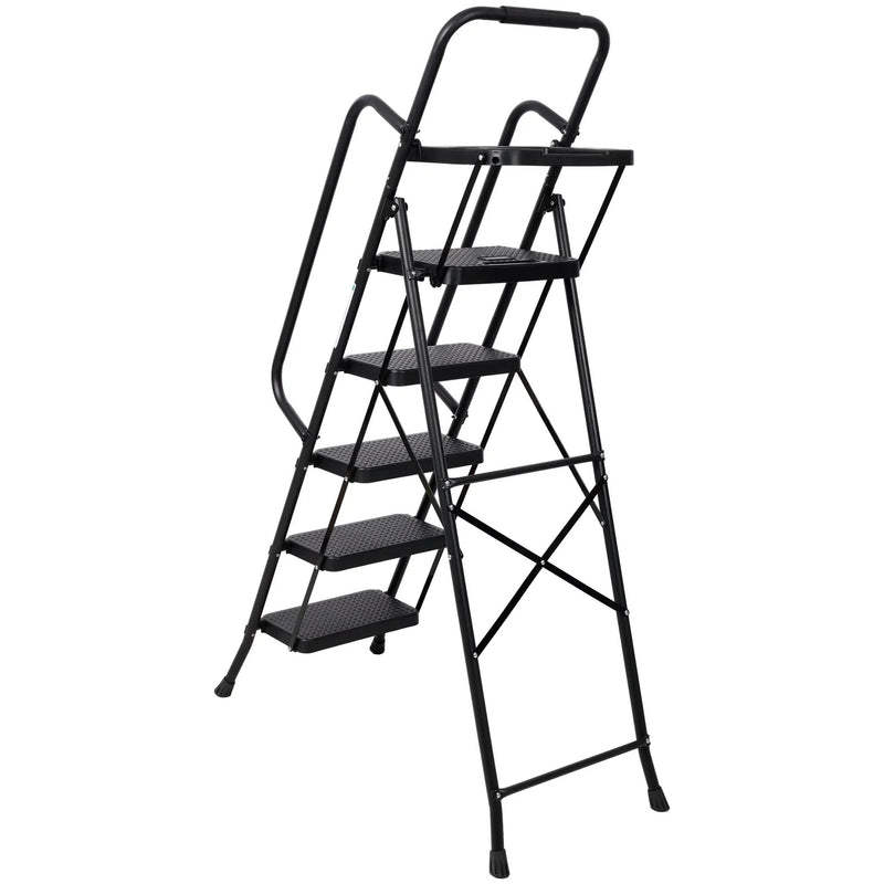 G&H 5 Step Folding Ladder with Wide Anti-Slip Pedal and Handrail by HouseOfZazla