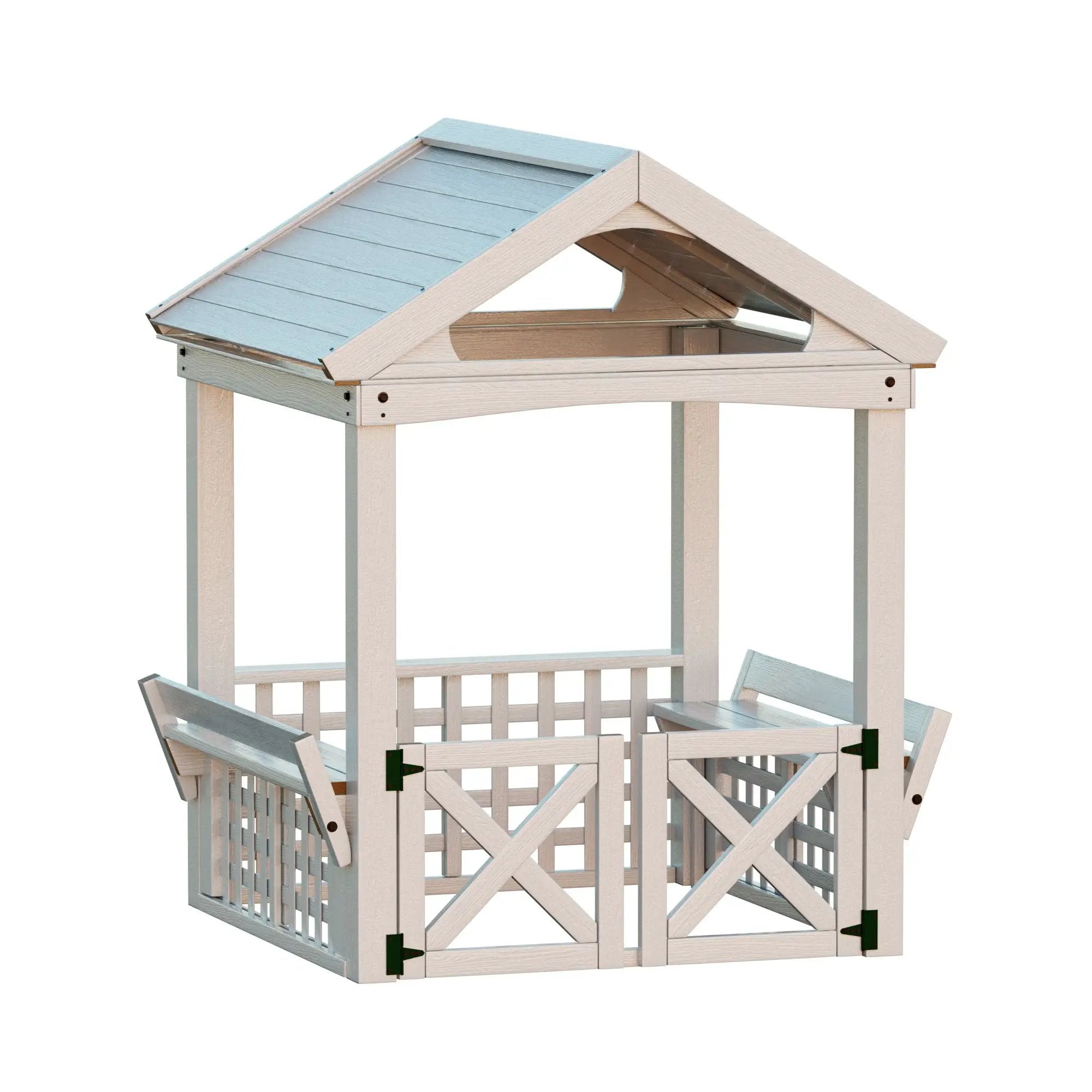 Outdoor Wooden Playhouse With Bench And Door - White by HouseOfZazla