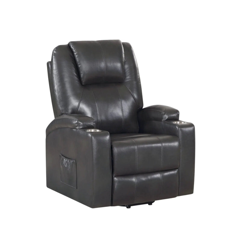 Recliner With Power Lift & Massage - Gunmetal by HouseOfZazla