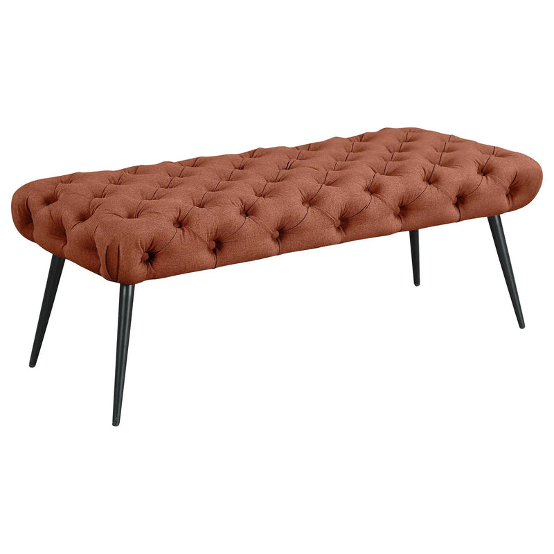 Ella Upholstered Tufted Bench Metal Legs Rust by Unique Piece Furniture