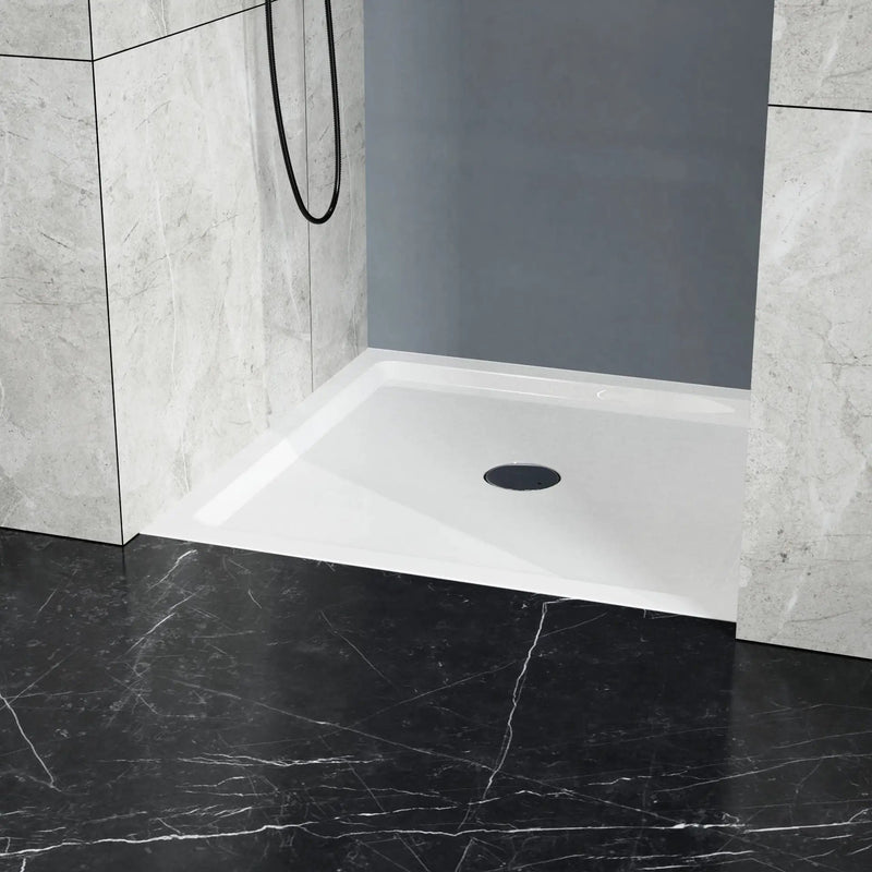 Goodyo - Centered Drain Shower With 3-Side Tile Flanges - White by HouseOfZazla