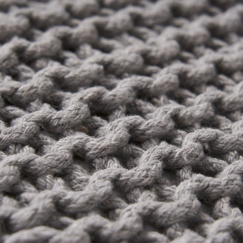 Chabani - Indoor Modern Knitted Fabric Cube Pouf Ottoman - Light Gray by HouseOfZazla