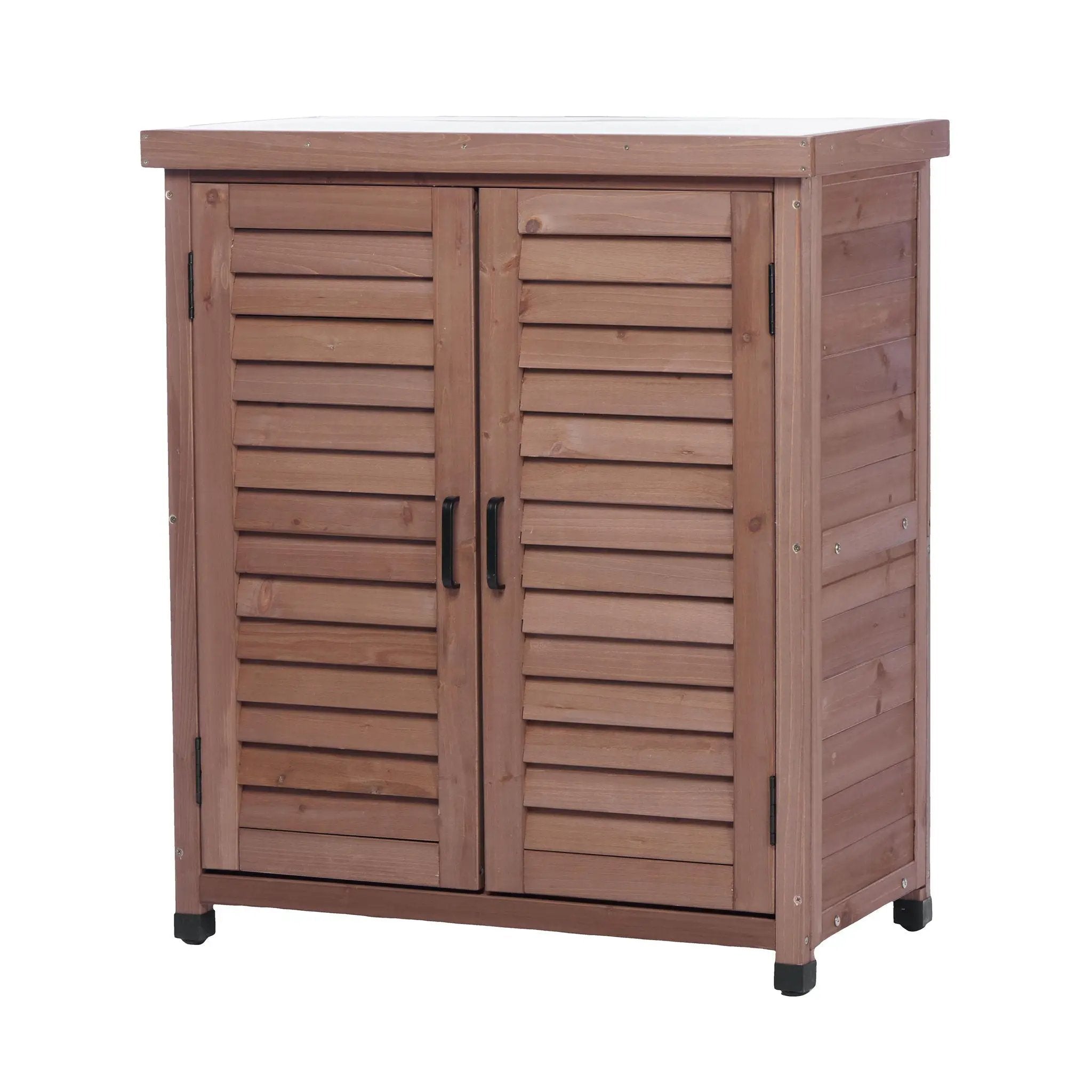 Potting Bench With Storage Cabinet And Metal Table Top For Outdoor by HouseOfZazla