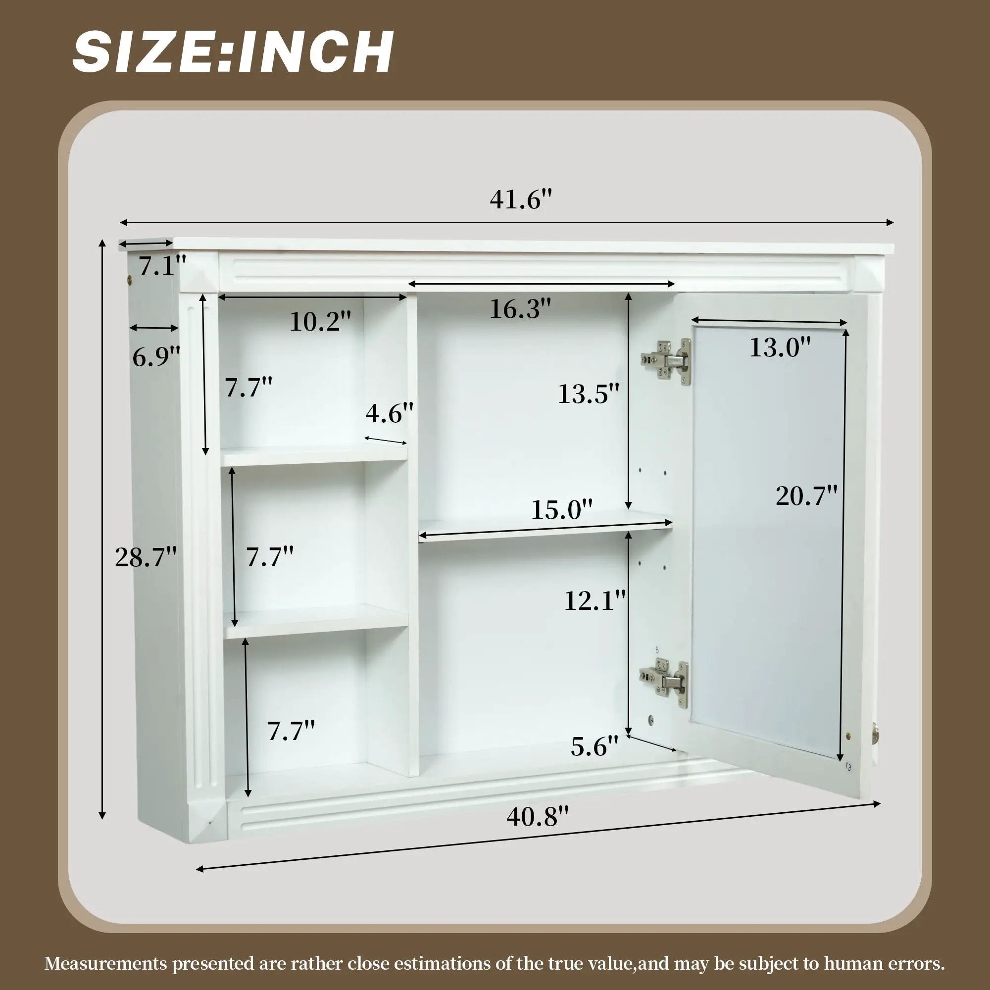 Wall Mounted Bathroom Storage Cabinet With Mirror, Medicine Cabinet With 6 Open Shelves And Adjustable Interior - White by Unique Piece Furniture