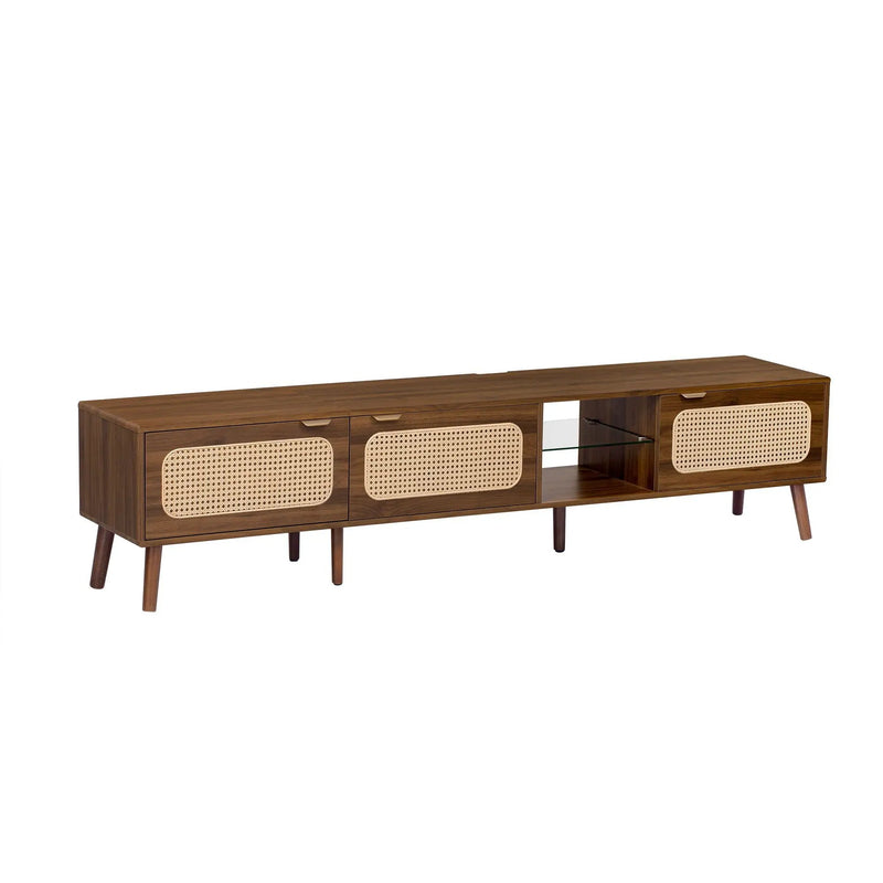 78" TV Stand With Ample Storage And Open Shelving - Walnut by Unique Piece Furniture