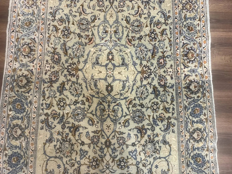 Persian Kashan Rug, Unique Colors, 225 KPSI, Light Green and Light Blue by Jewel Rugs