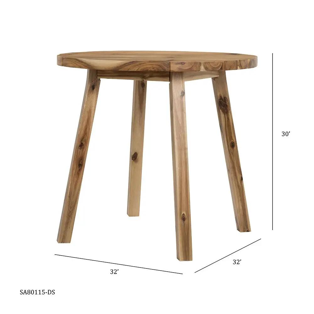 Round Dining Table, Solid Wood - Natural Wood / Brown by HouseOfZazla