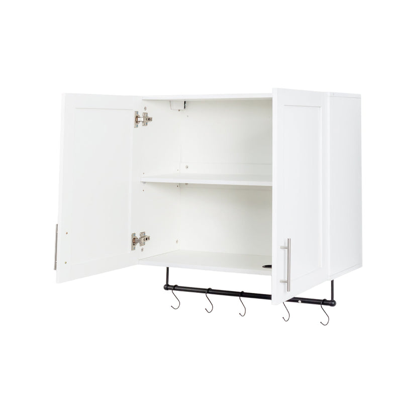 Bathroom Wall Cabinet with Adjustable Shelf, Towel Bar, and 5 Hooks by HouseOfZazla