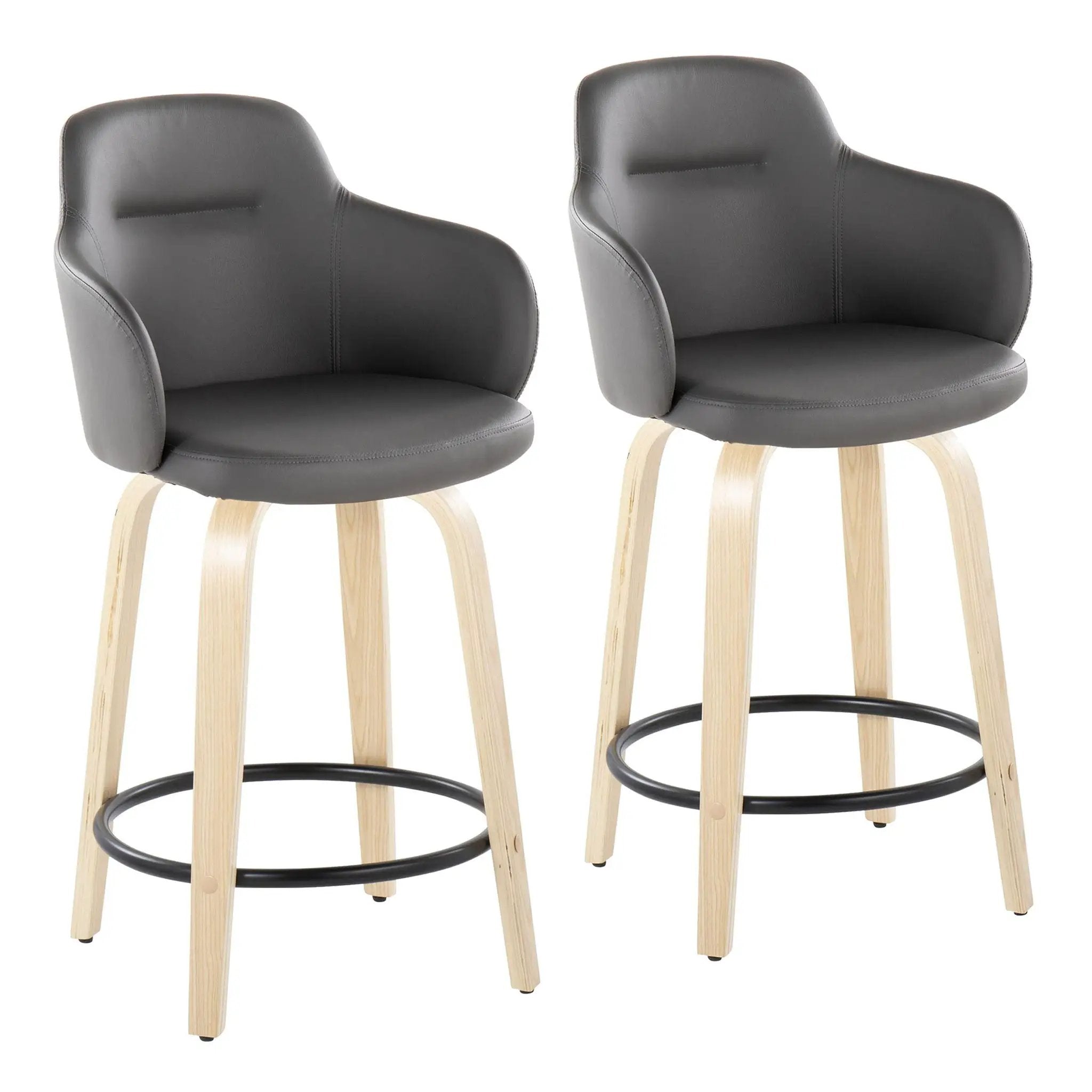 Boyne - Contemporary Fixed Height Counter Stool With Swivel (Set of 2) Round Footrest by HouseOfZazla